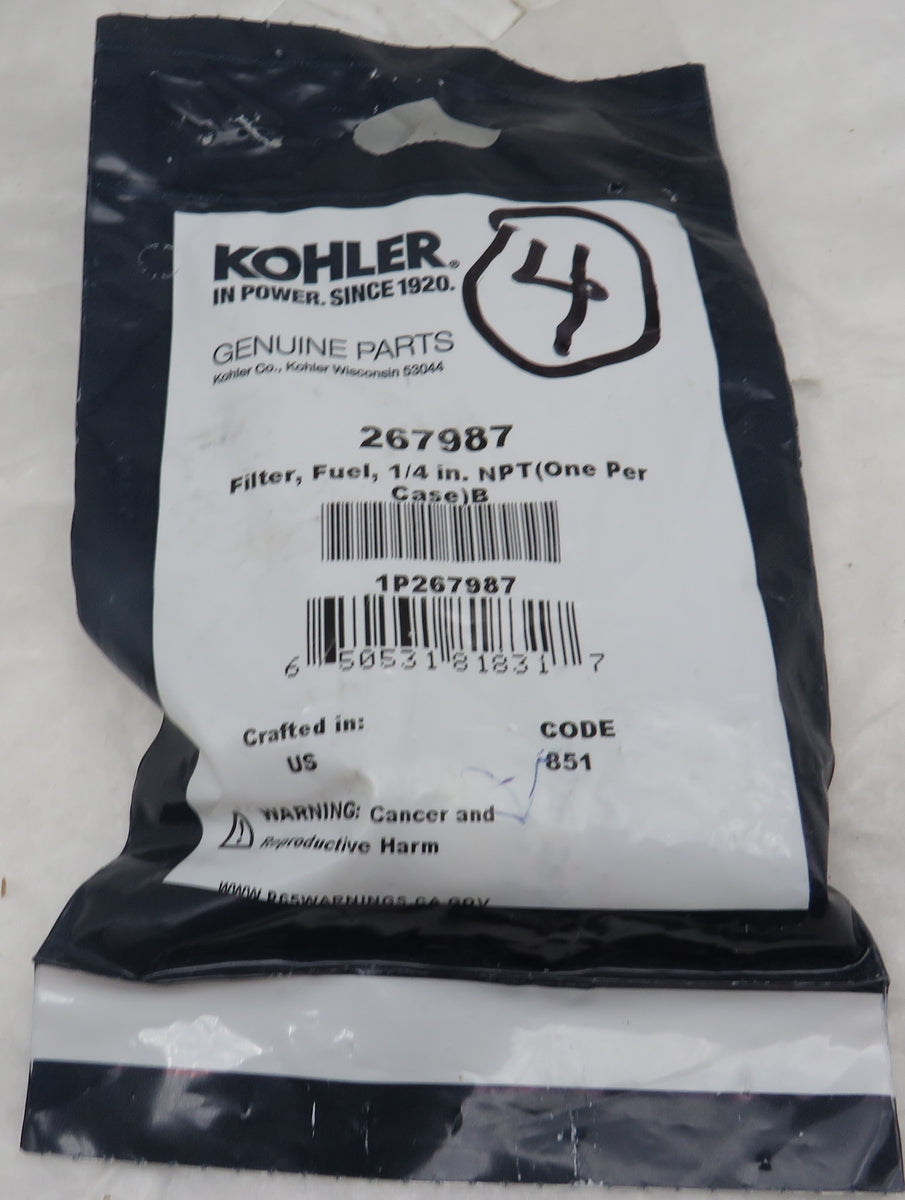 GM116125S Kohler Generator Fuel Filter Service Kit (Replaces 267987
