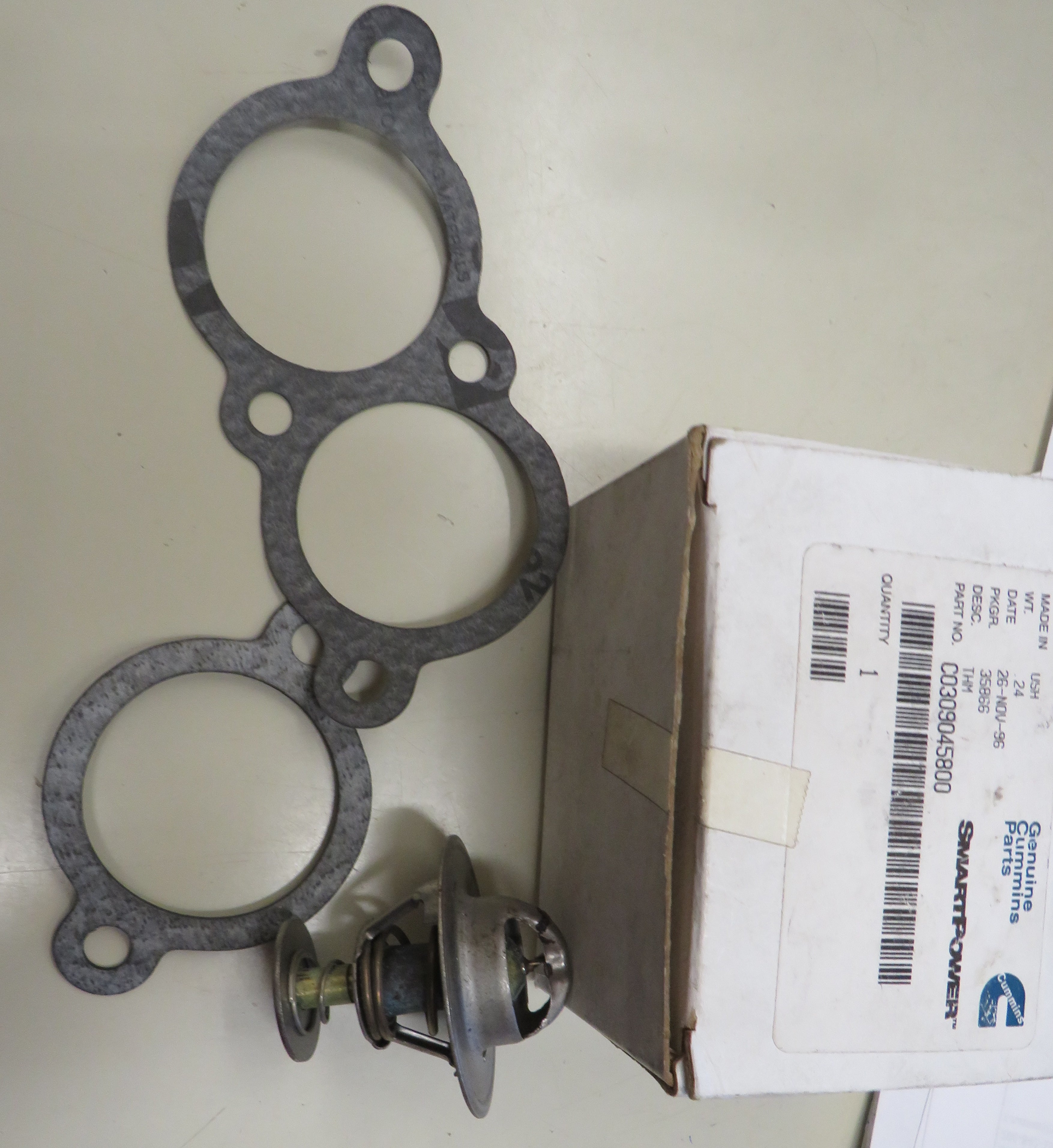 C0309045800 Onan Replaces 309-0458 Thermostat Kit 192 Degrees 4/18/2024 THIS PART IS IN STOCK 4/18/2024