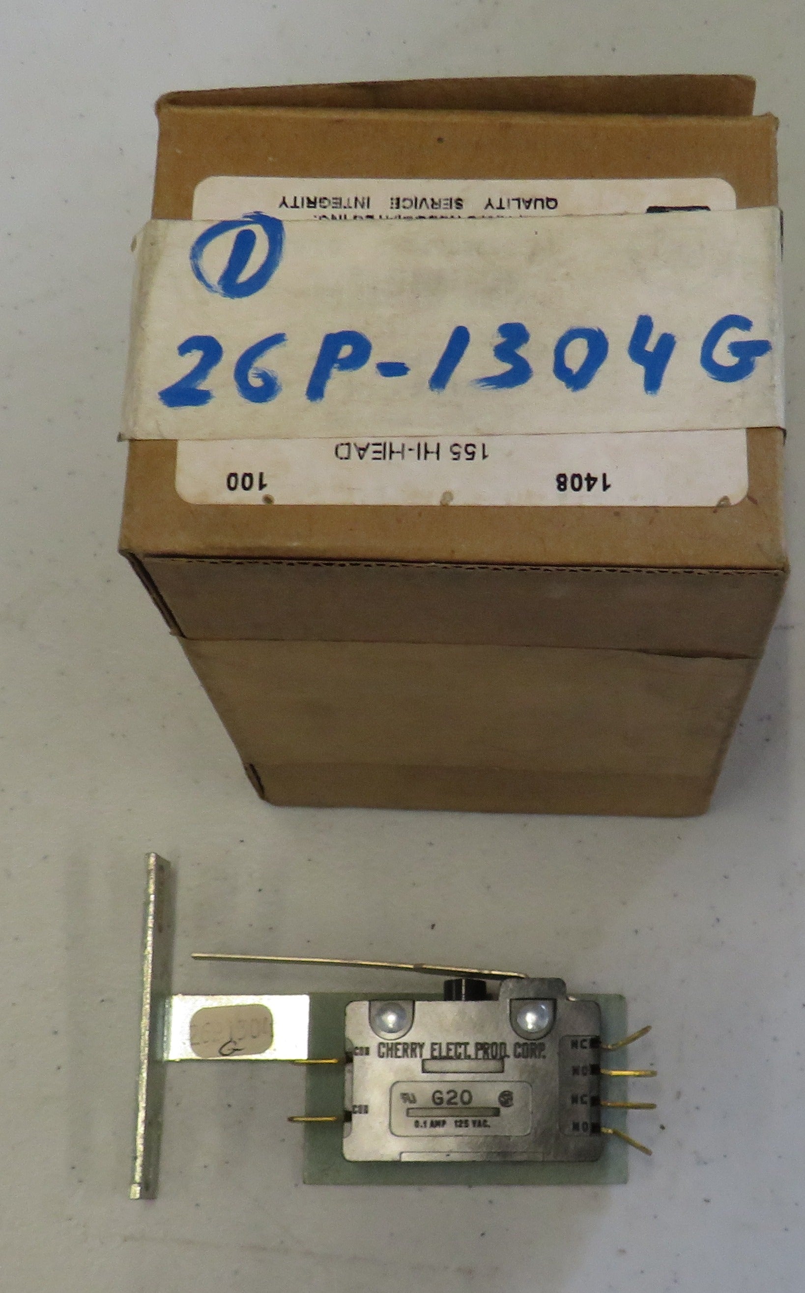 G20 Cherry Electric Power Corp 26P-1304G Switch 0.1Amp 125 VAC 2/12/2026 THIS PART IS IN STOCK 2/12/2026