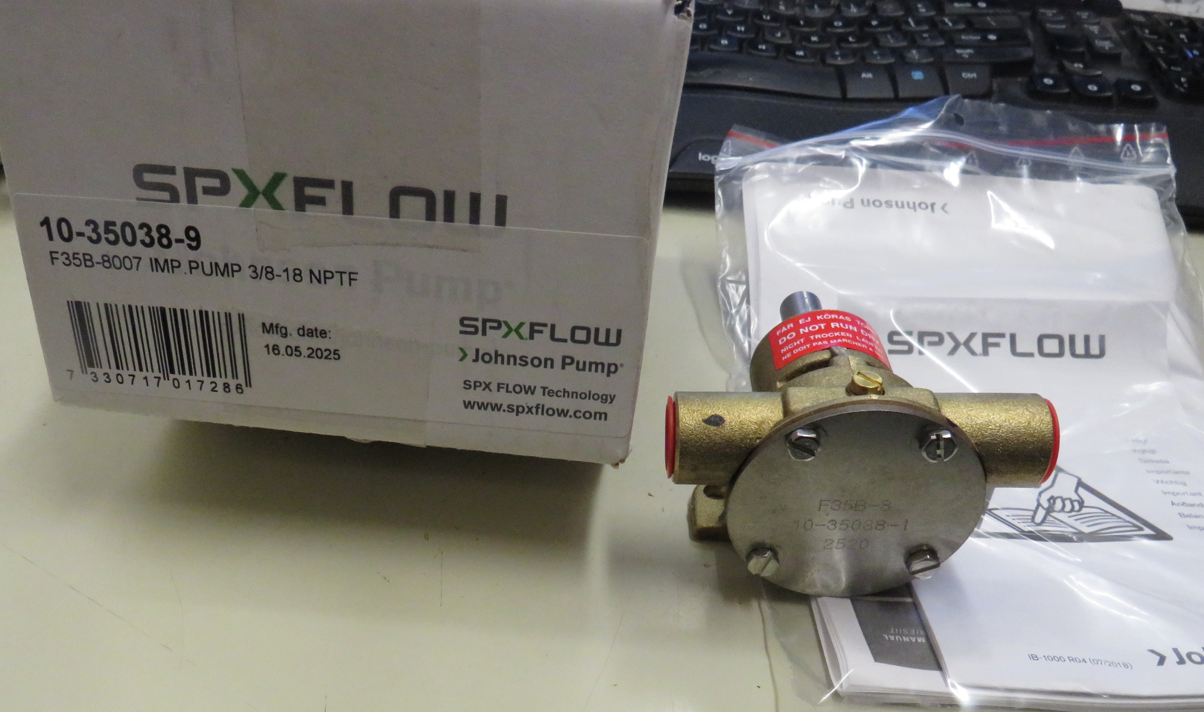 10-35038-9 Johnson Engine Cooling Pump (F35B-8007) 3/8-18 NPTF Replaces Onan Faryman (Full Cam) 10/29/2025 THIS PART IS IN STOCK 10/29/2025