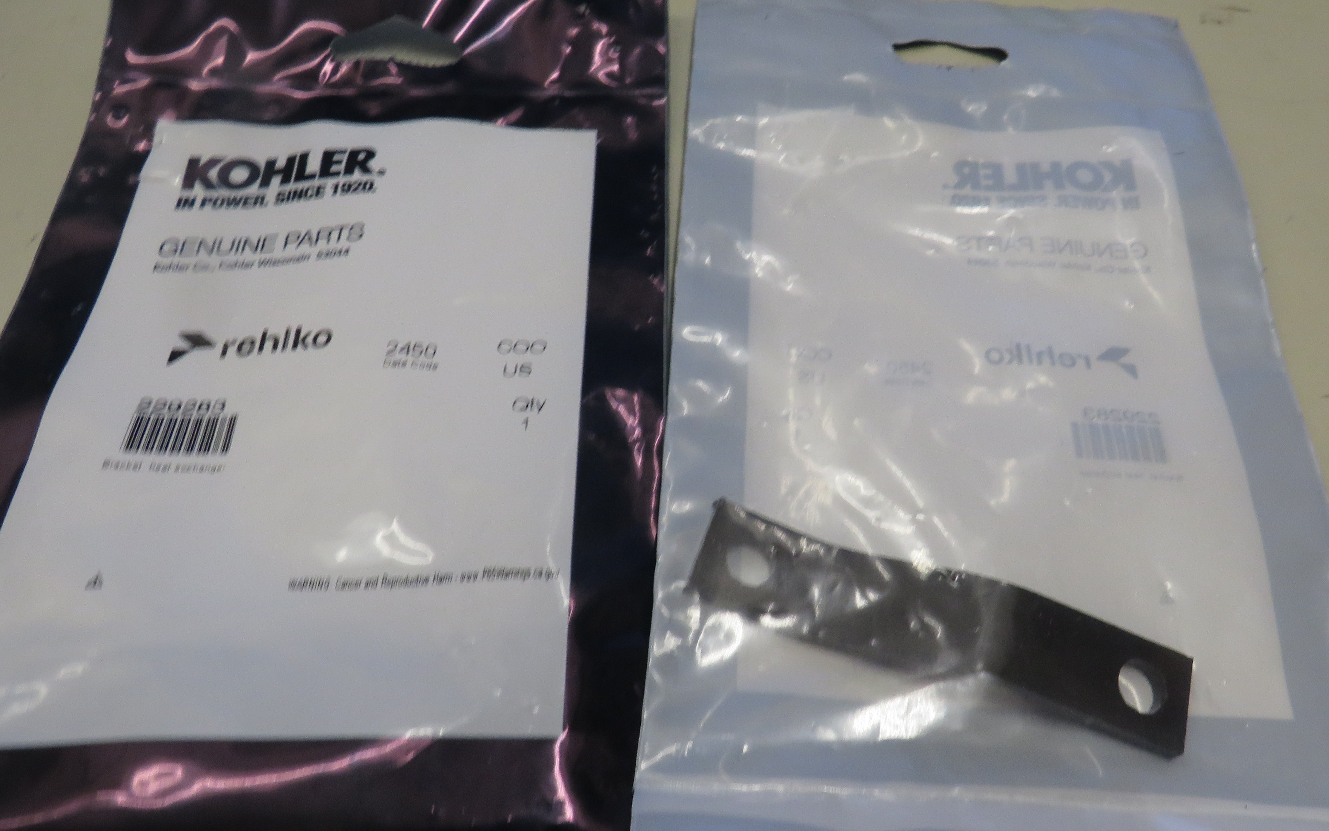 229283 Kohler Rehlko Heat Exchanger Bracket 12/19/2025 THIS PART IS IN STOCK 12/19/2025