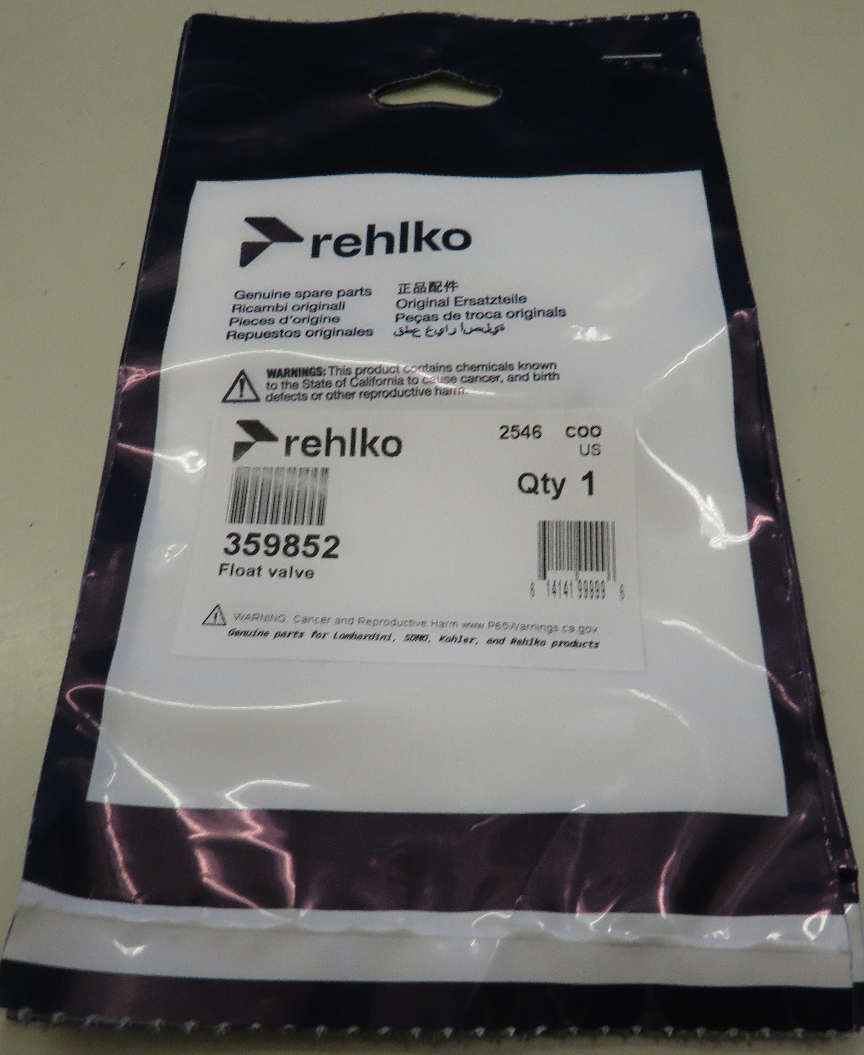 359852 Kohler Float Valve 12/9/2025 THIS PART IS IN STOCK 12/9/2025