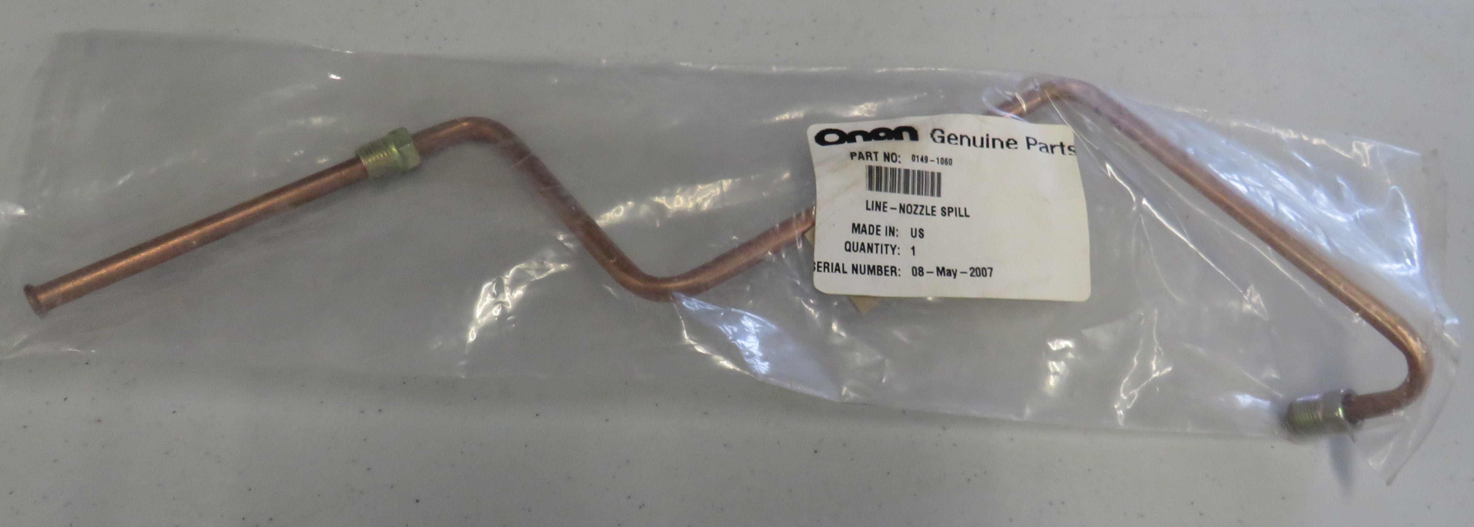 149-1060 Onan Line-Nozzle Spill for DJC (Spec A-V) OBSOLETE 1/30/2026 THIS PART IS IN STOCK 1/30/2026