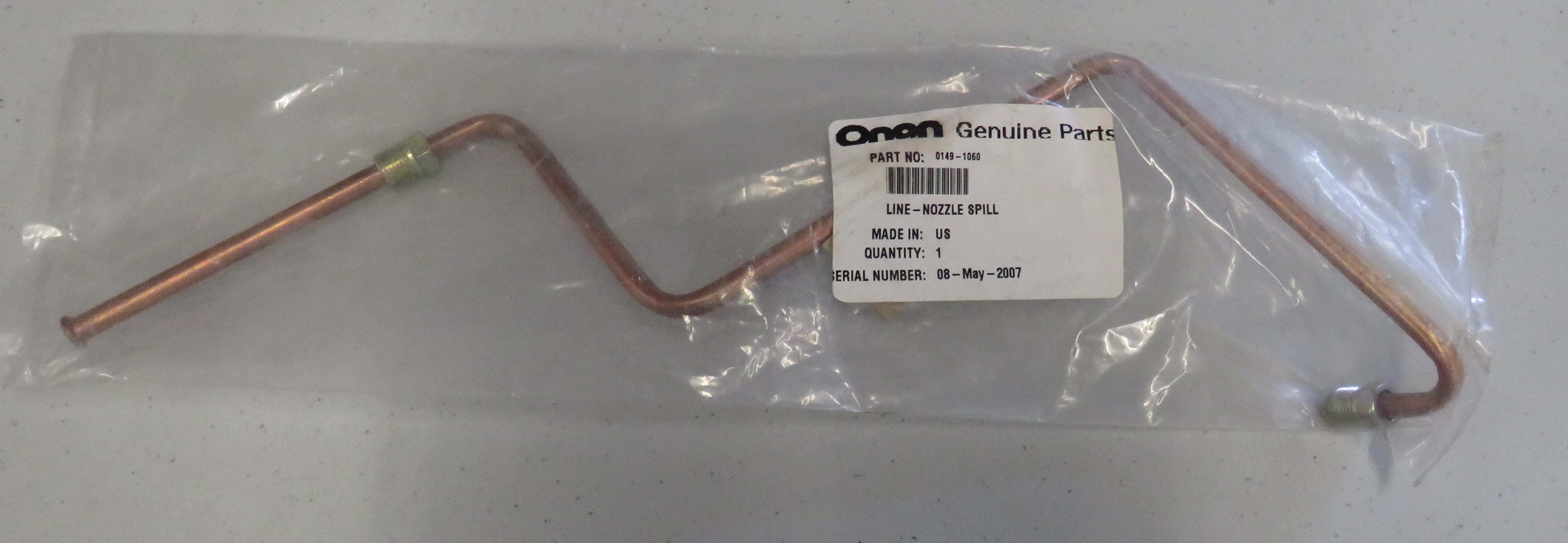 149-1060 Onan Line-Nozzle Spill for DJC (Spec A-V) OBSOLETE 1/30/2026 THIS PART IS IN STOCK 1/30/2026