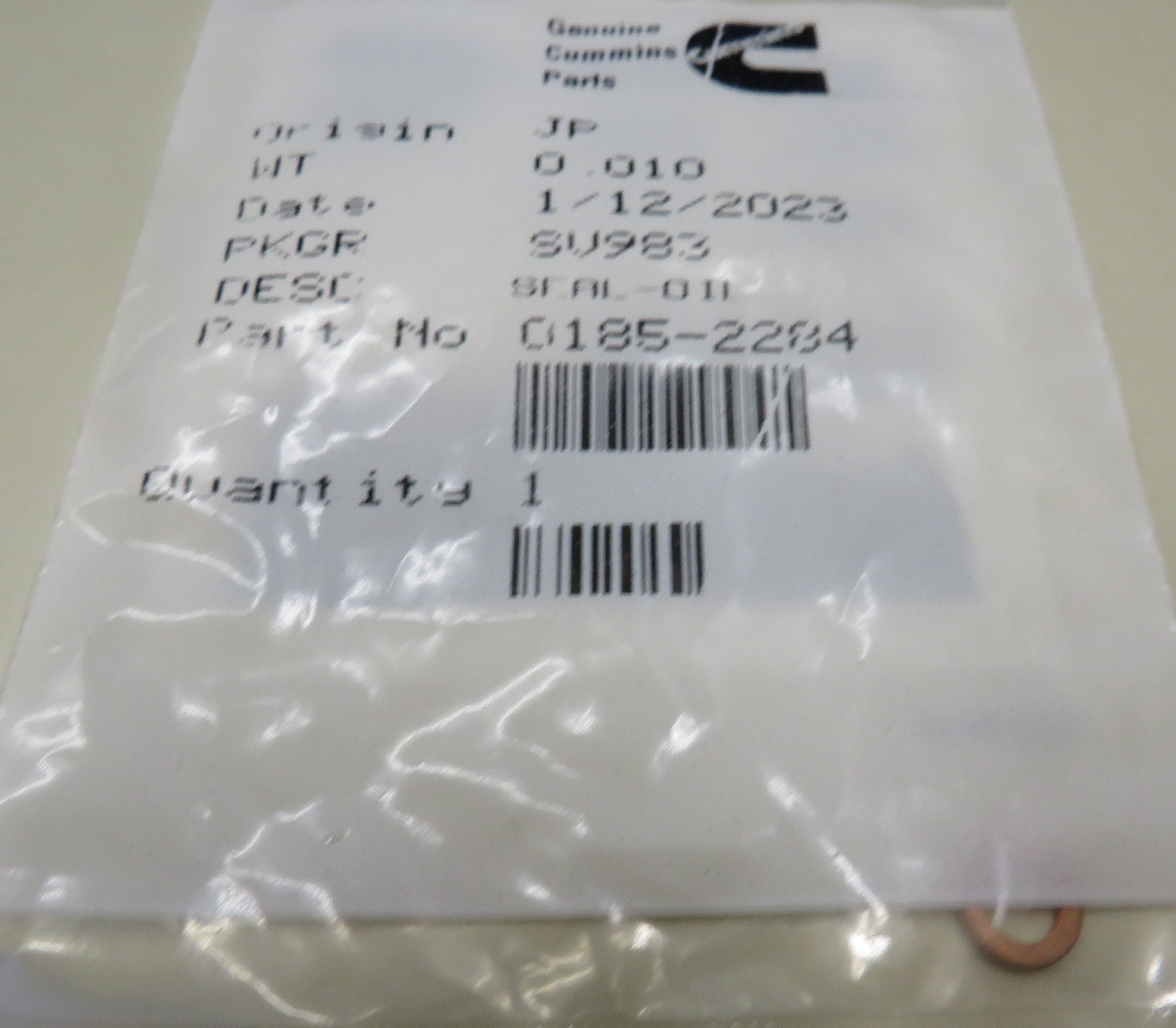 185-2284 Onan Oil Seal 2/12/2024 THIS PART IS IN STOCK 2/12/2024