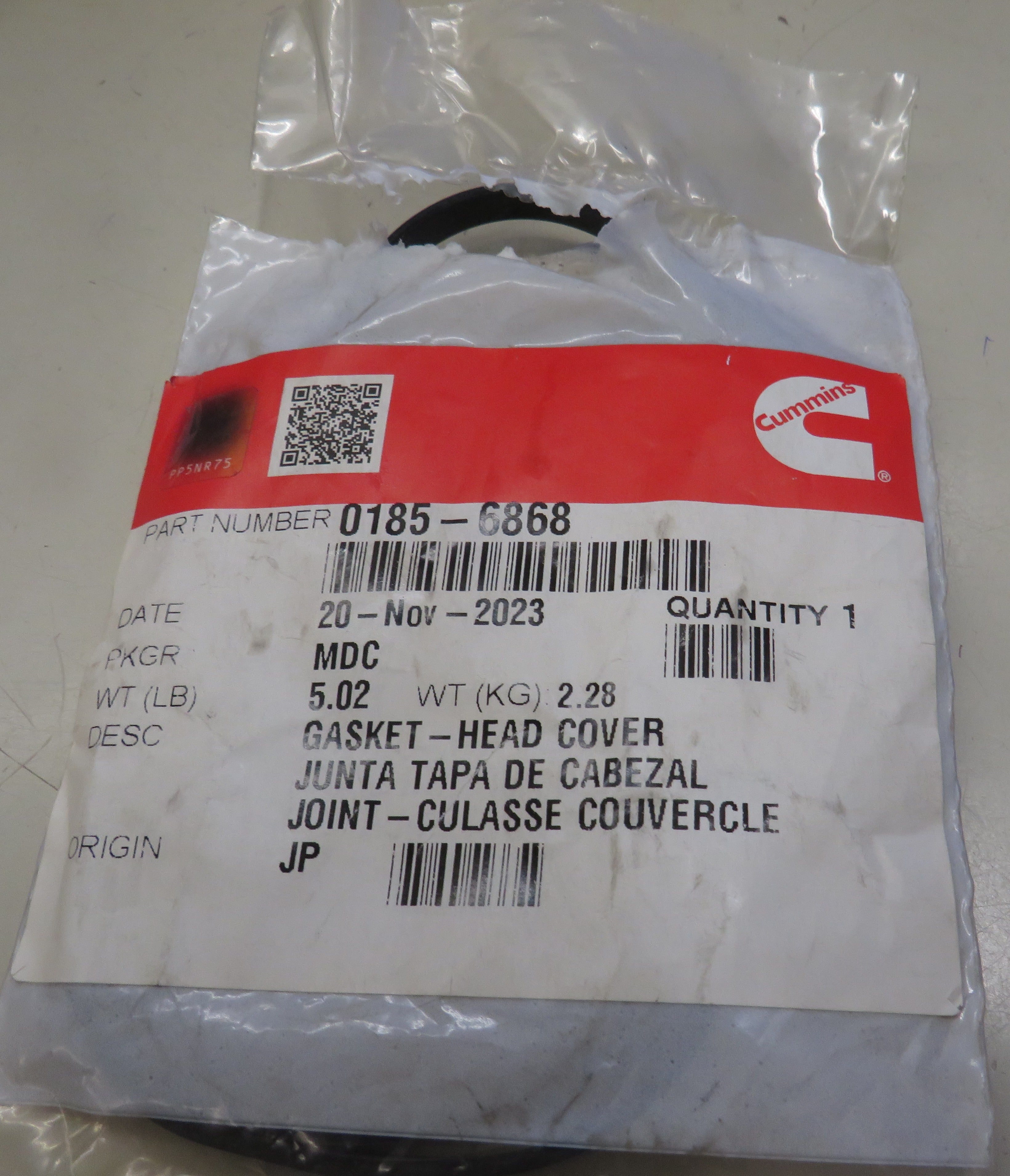 185-6868 Onan Head Cover Gasket 9/21/2026 THIS PART IS IN STOCK 9/21/2026