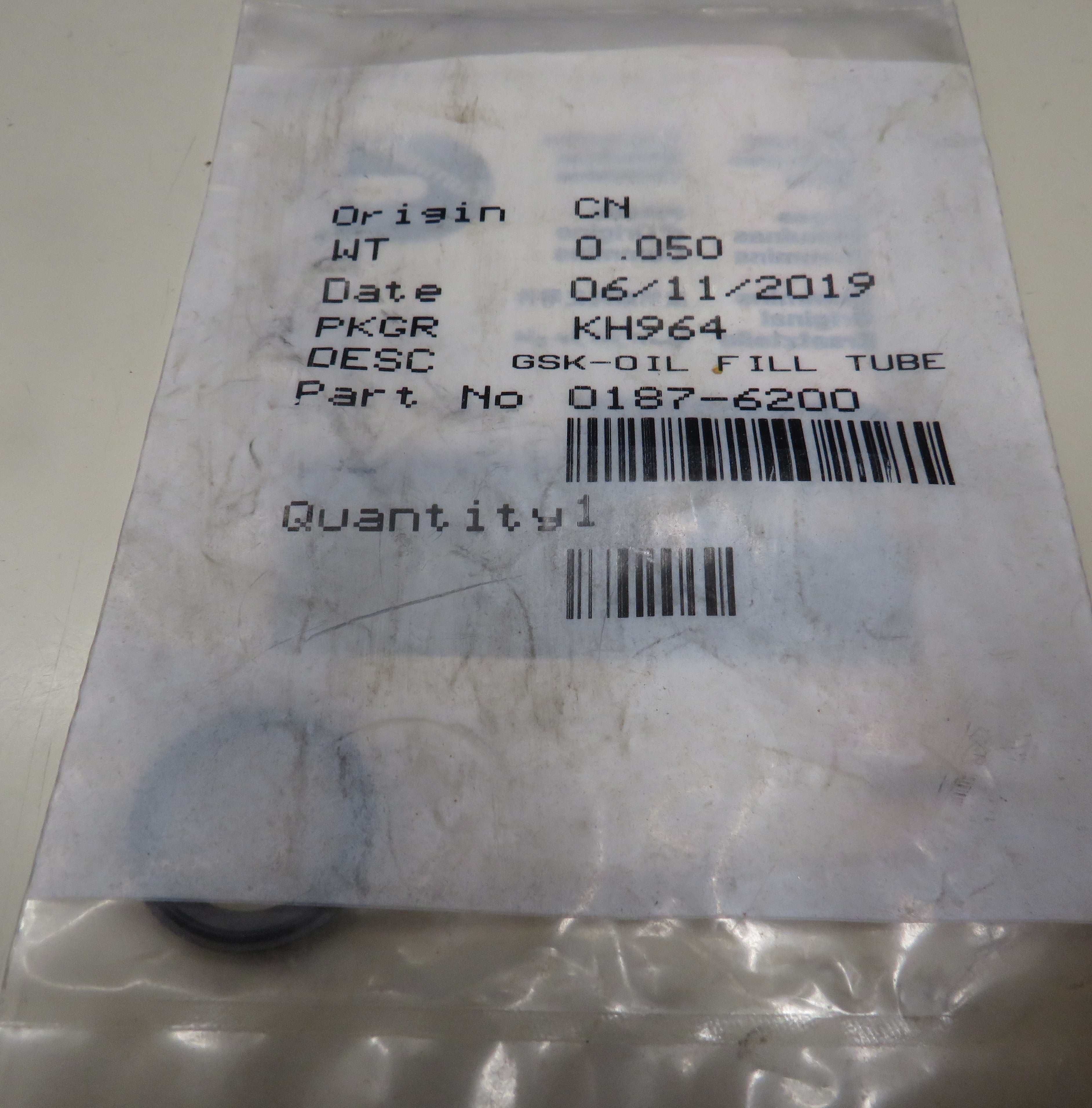 187-6200 Onan Oil Fill Tube Gasket (Rubber) 4/15/2026 THIS PART IS IN STOCK 4/15/2026