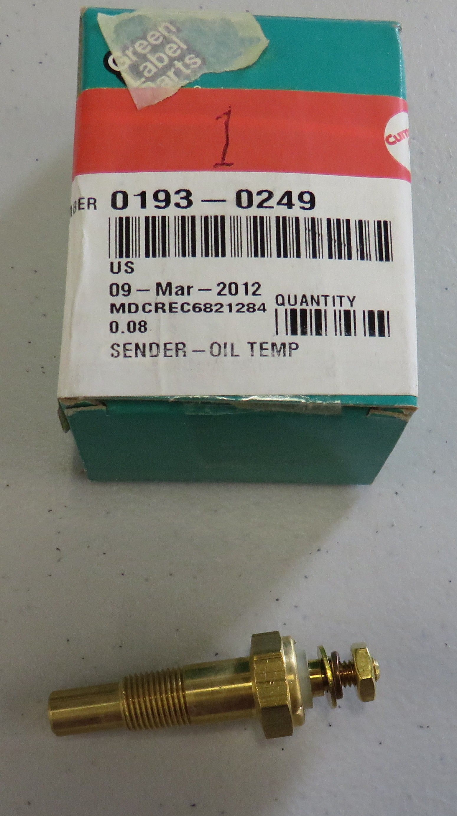 193-0249 Onan 193-0249 Oil Pressure Sender 1/23/2026 THIS PART IS IN STOCK 1/23/2026