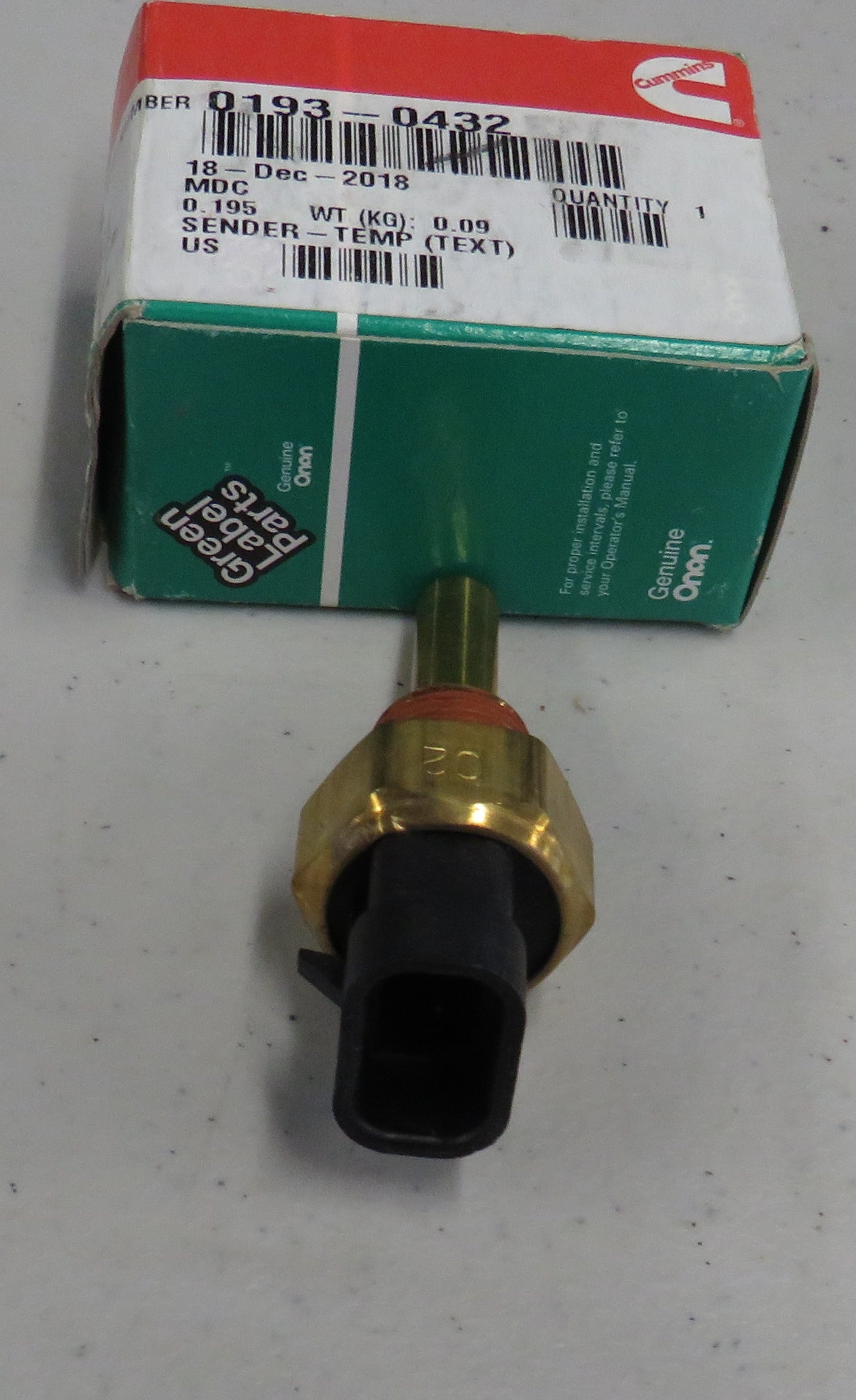 193-0432 Cummins Onan Temperature Sender Switch 2/3/2026 THIS PART IS IN STOCK 2/3/2026
