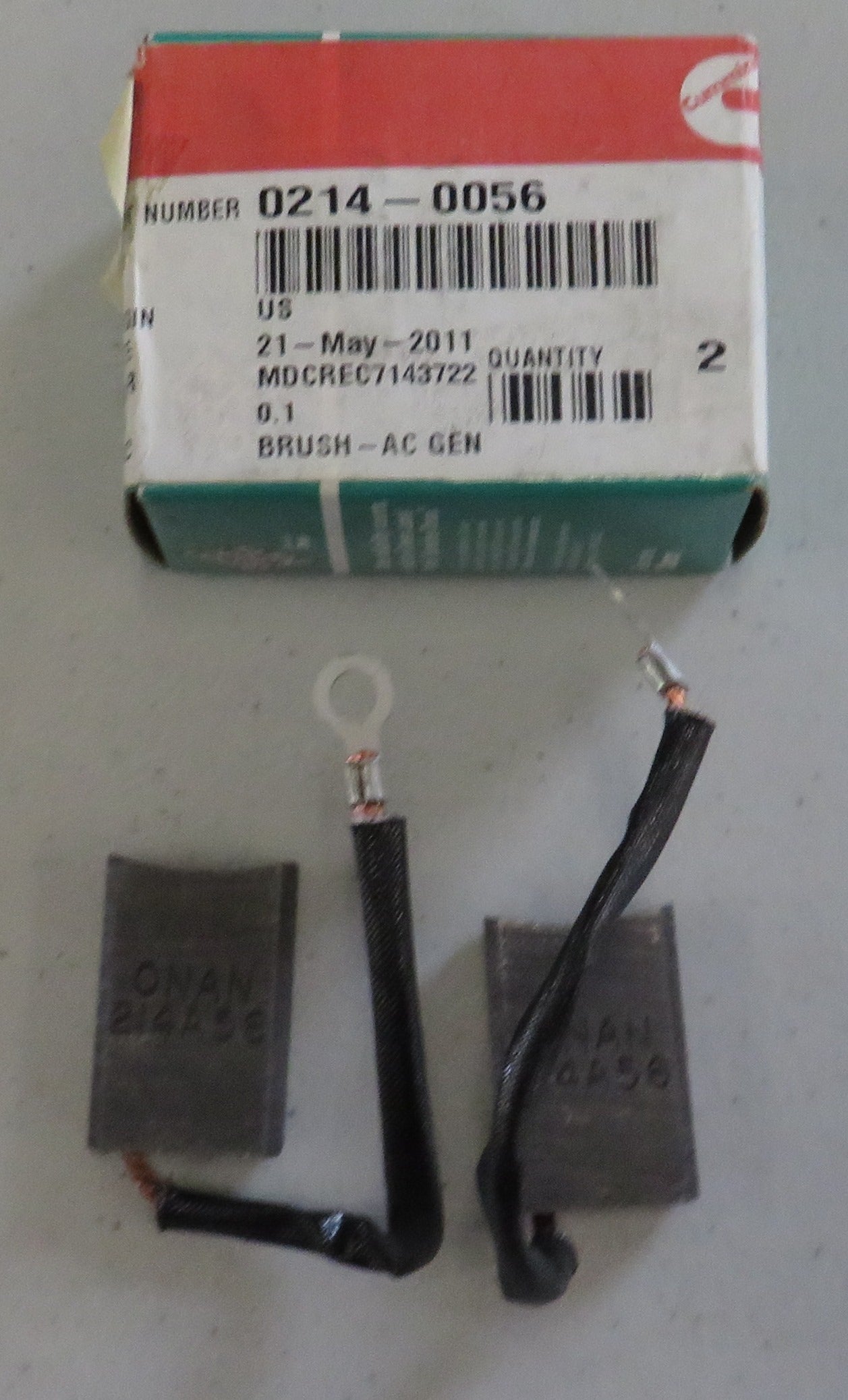 214-0056 Onan 214-0056 (Set of 2) Brush-AC GEN for CCK Genset RV Electric Generating Set (Spec A-U) 2/4/2026 THIS PART IS IN STOCK 2/4/2026