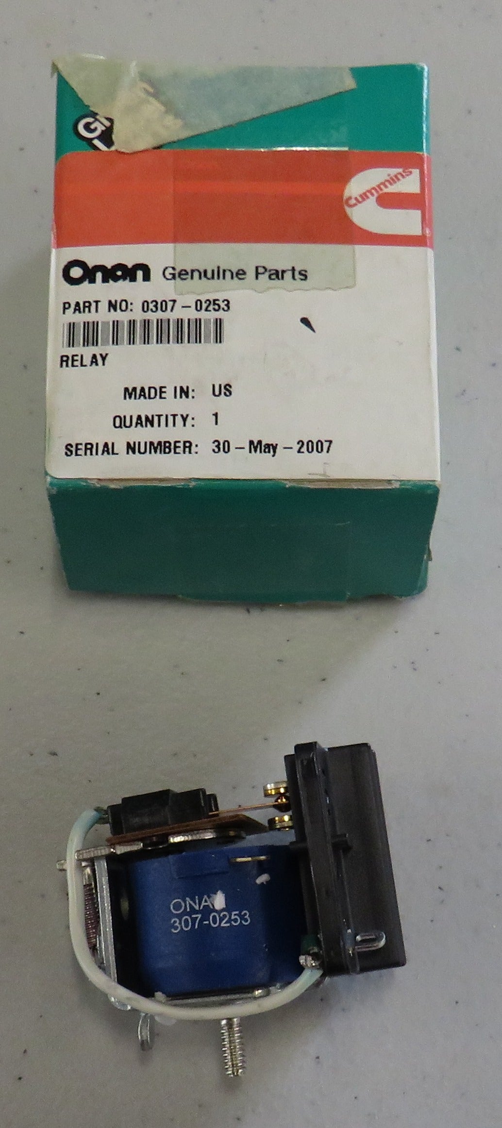 307-0253 Onan Relay (OBSOLETE) for 10 CCK & CCKB Genset (Spec A-E) 1/23/2026 THIS PART IS IN STOCK as of 1/23/2026