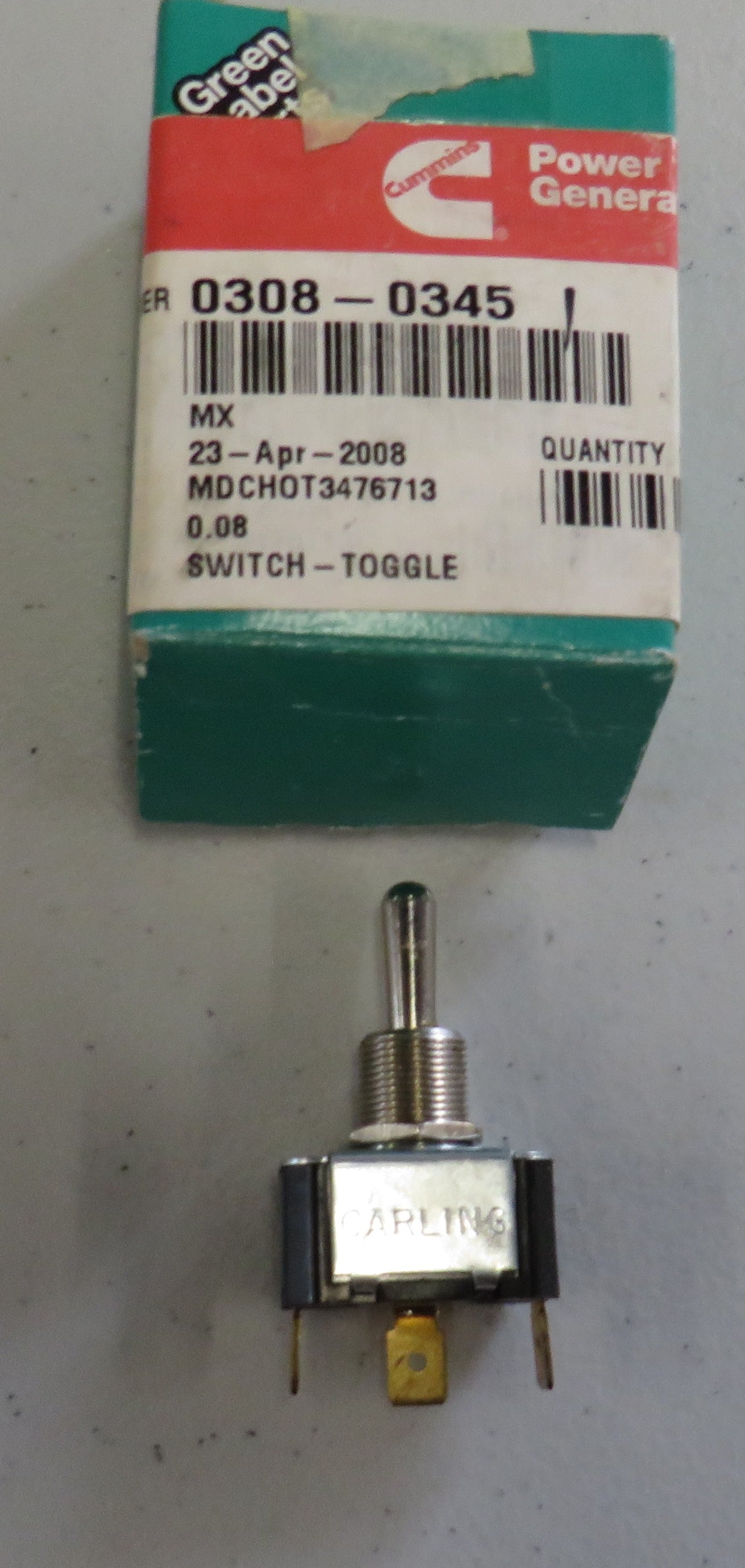 308-0345 Onan 308-0345 Toggle Switch 1/23/2026 THIS PART IS IN STOCK 1/23/2026