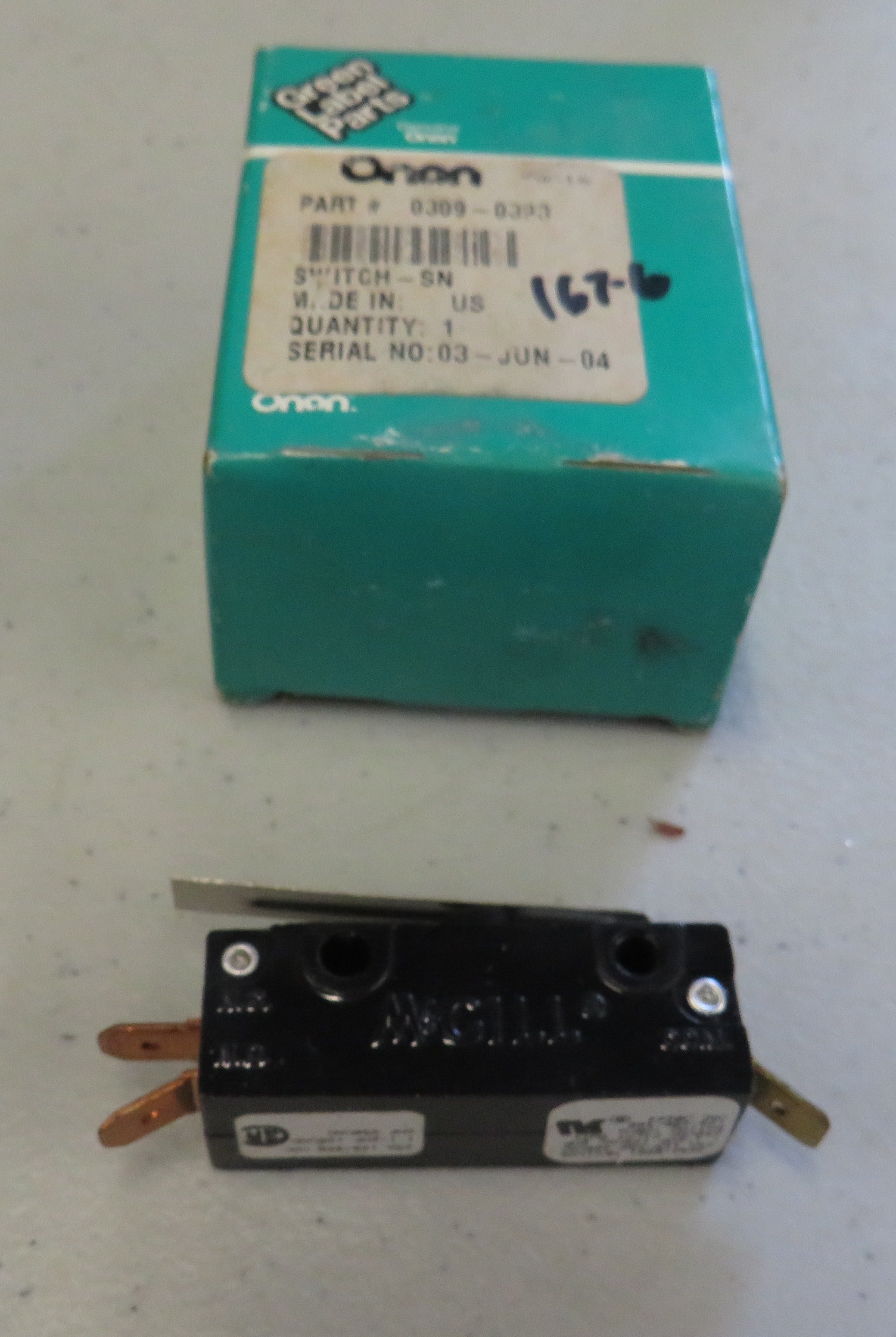 309-0393 Onan 309-0393 Microswitch For OT II Series Transfer Switch 26A 125-250 VAC 3/18/2026 THIS PART IS IN STOCK 3/18/2026
