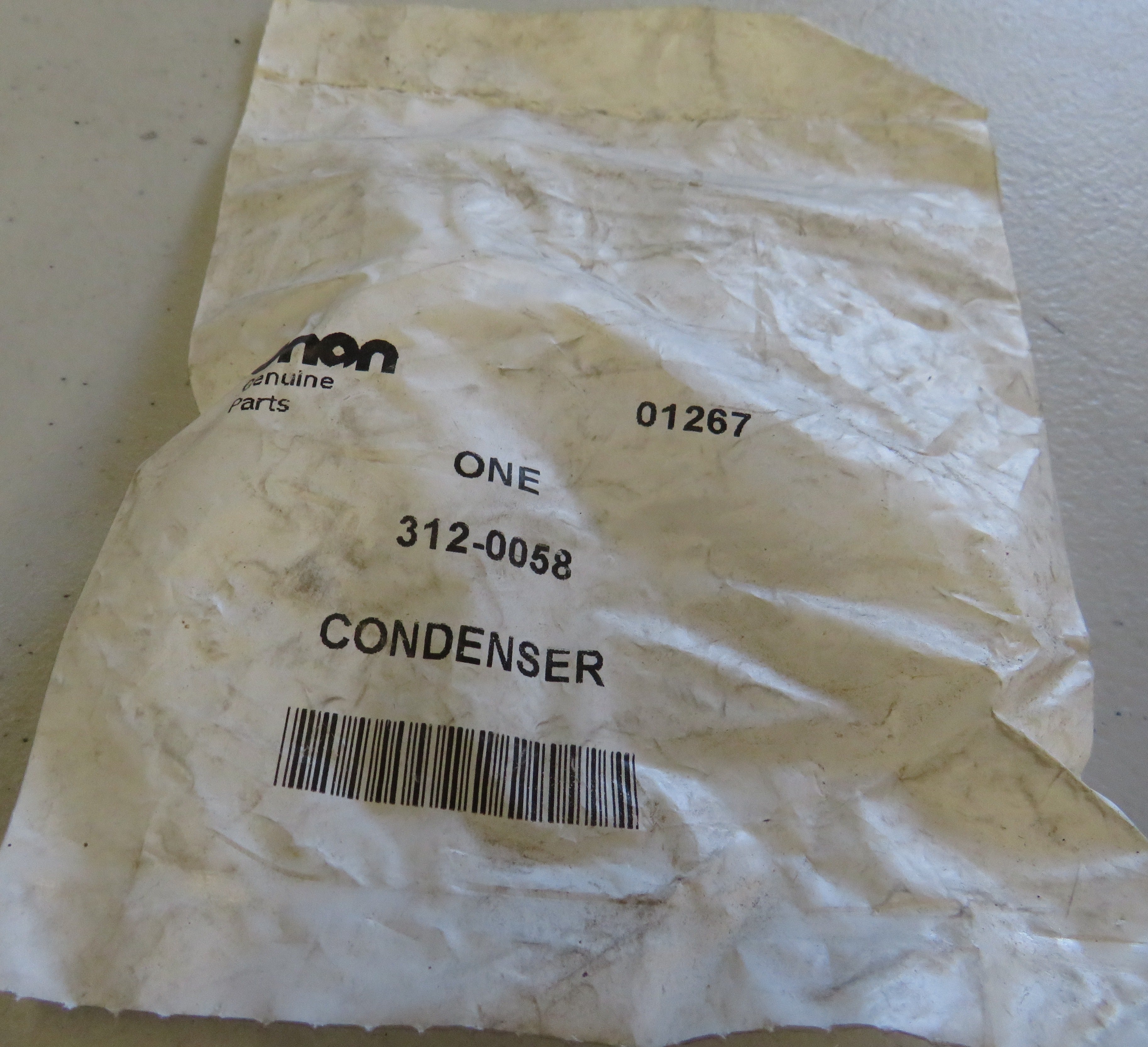 312-0058 Onan Condenser OBSOLETE 2/11/2026 THIS PART IS IN STOCK 2/11/2026