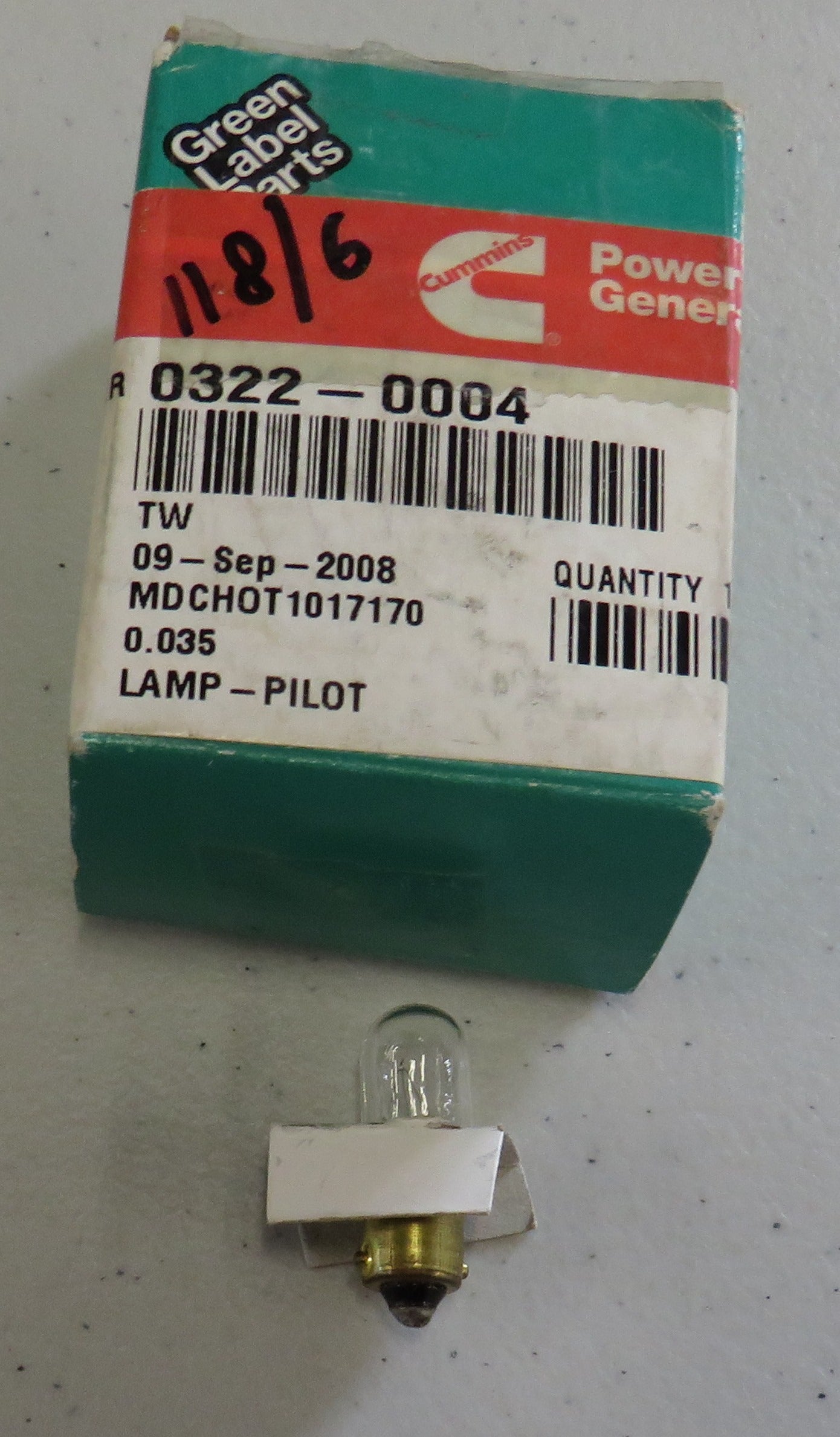 322-0004 Onan 322-0004 Pilot Indicator Lamp (Bulb) 1/23/2026 THIS PART IS IN STOCK 1/23/2026