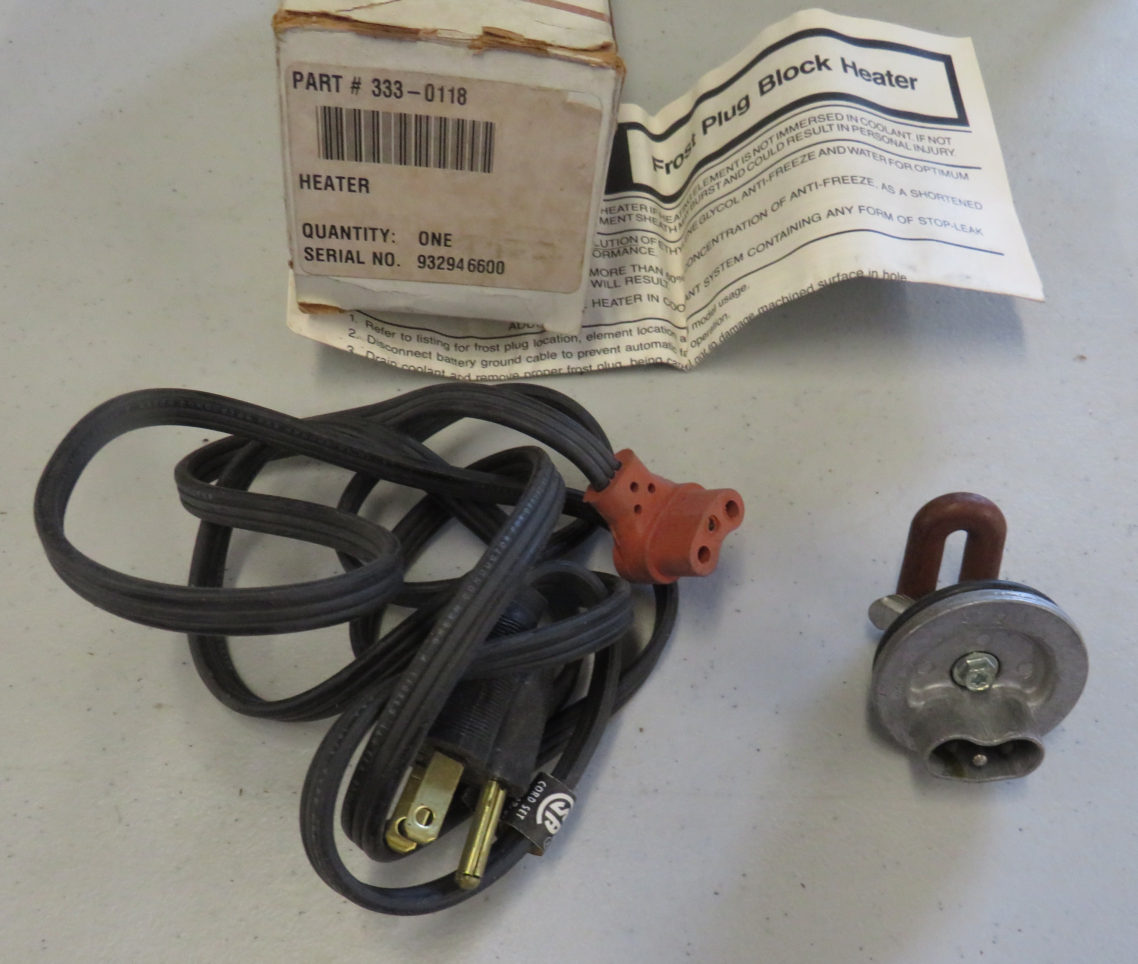 333-0118 Onan 333-0118 Heater Frost Plug Block Heater For EK and EM Series Generators 2/24/2026 THIS PART IS IN STOCK 2/24/2026