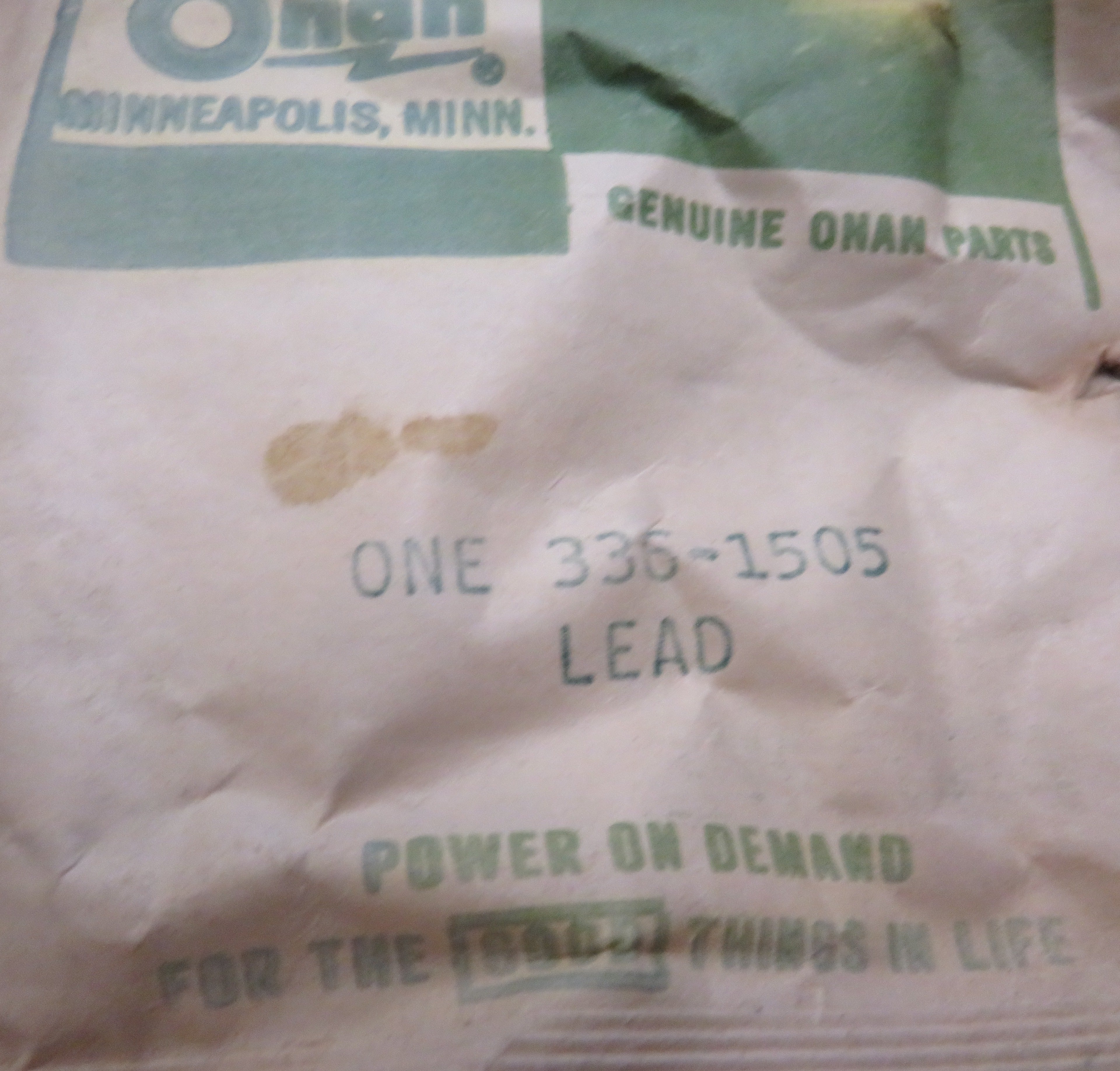 Onan 336-1505 Lead for No 1 Cylinder (5 1/4
