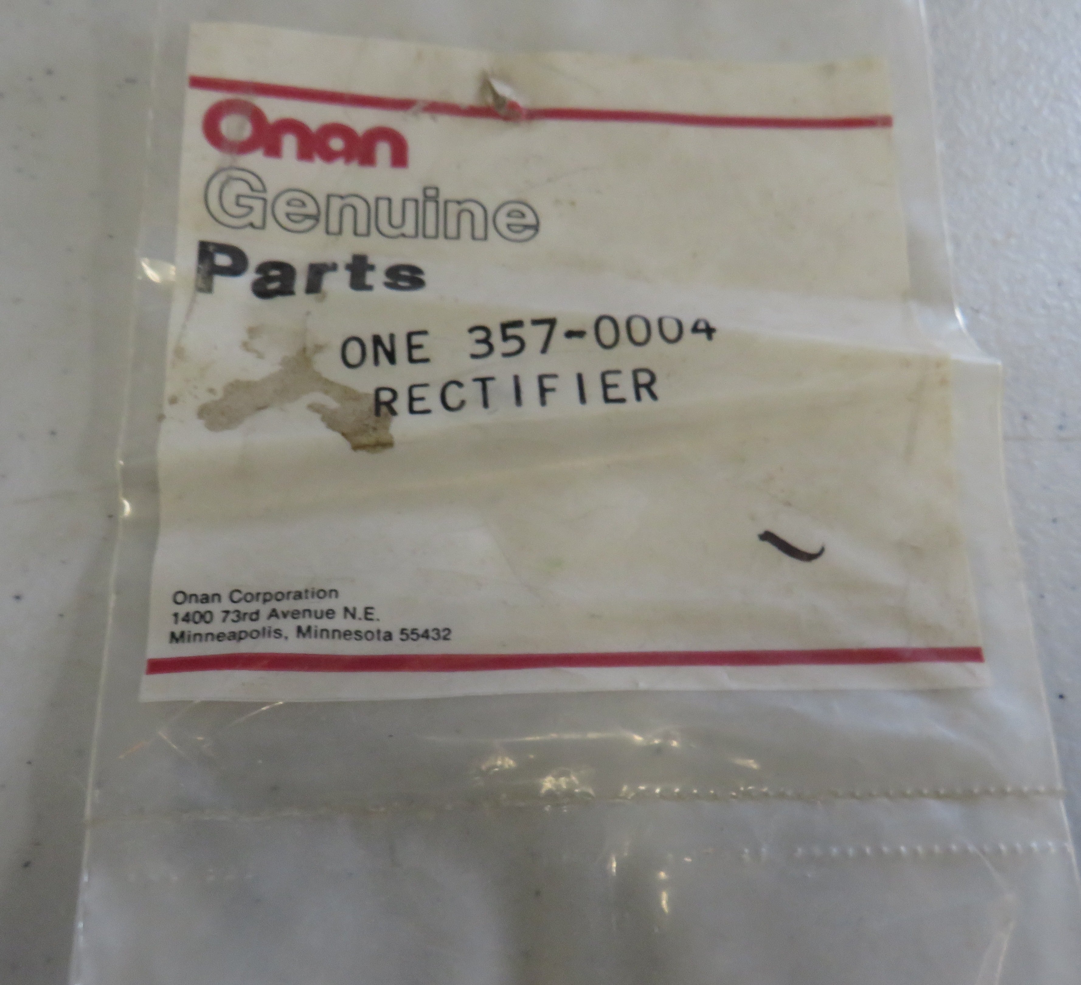 357-0004 Onan Silicon Rectifier 2/5/2026 THIS PART IS IN STOCK as of 2/5/2026