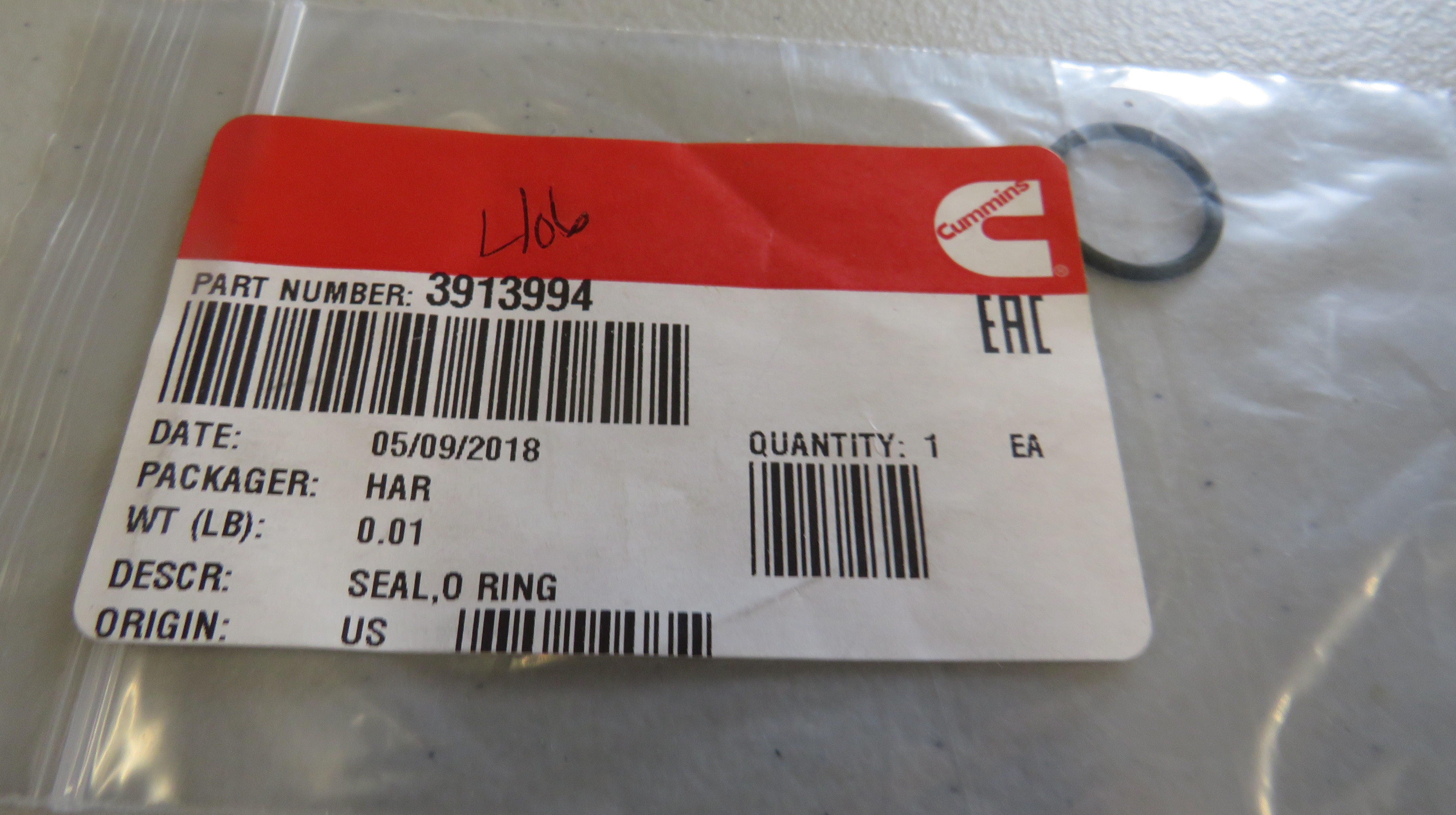 3913994 Cummins O-Ring Seal 1/29/2026 THIS PART IS IN STOCK 1/29/2026