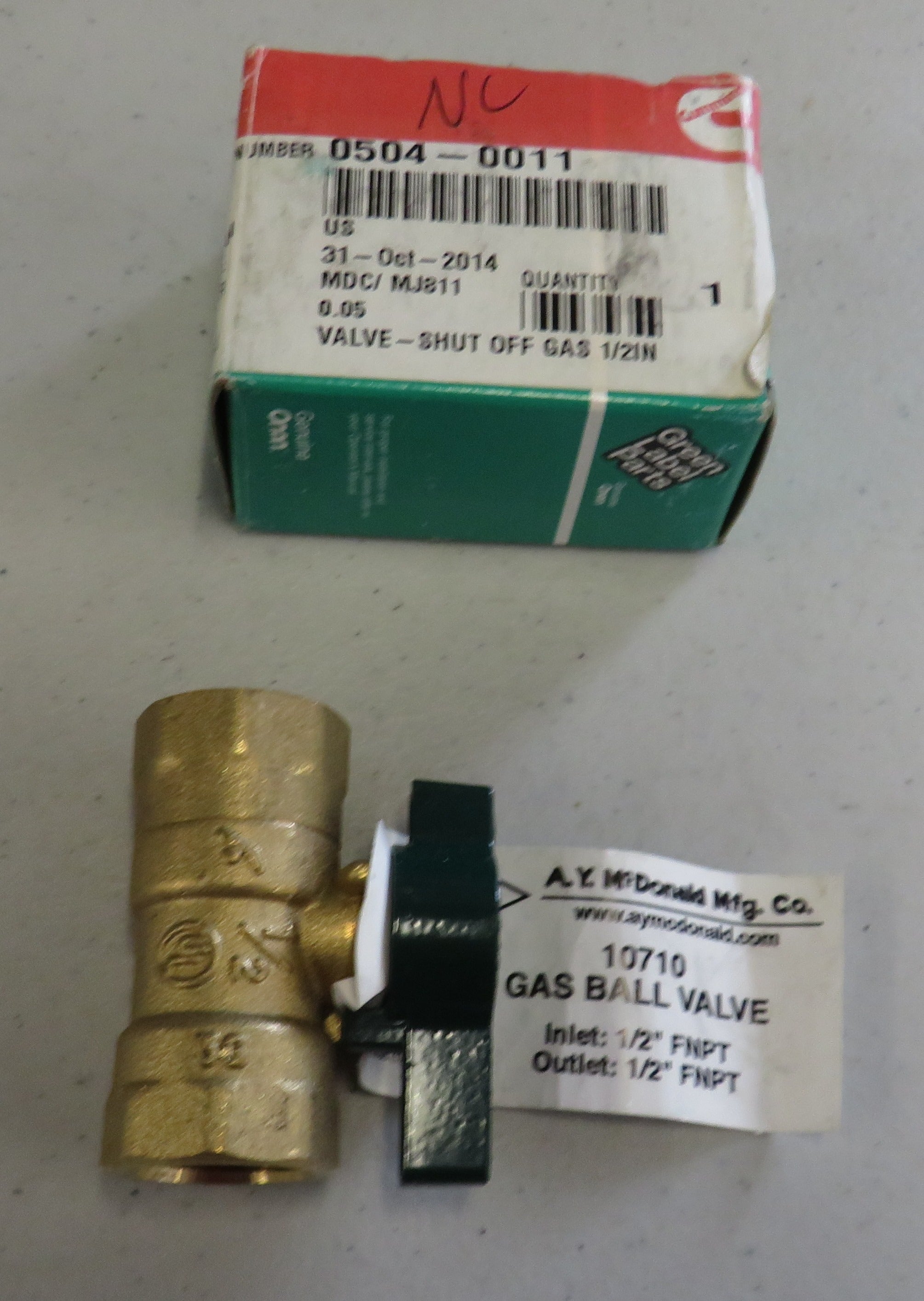 504-0011 Onan Valve Shut Off Gas 1/2