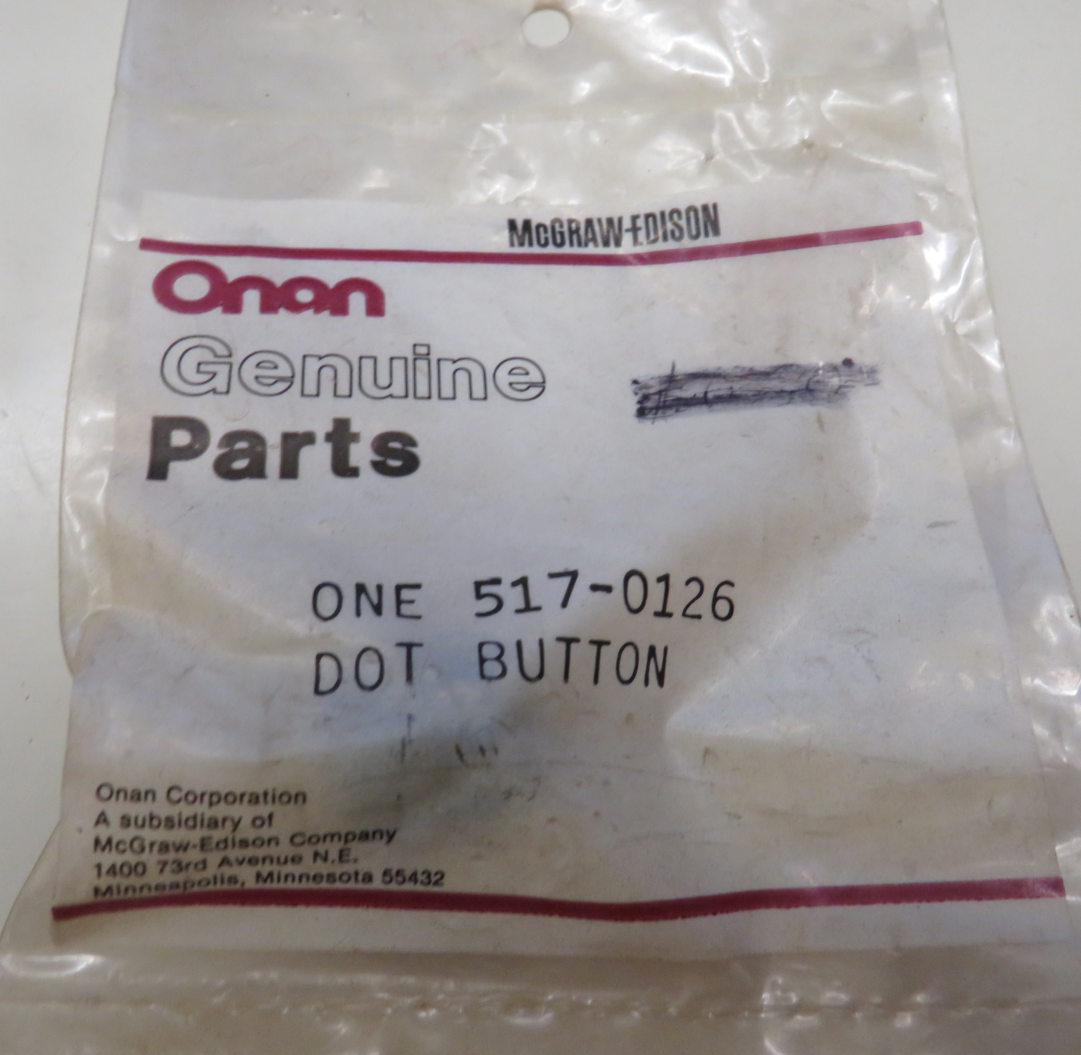 Onan 517-0126 Plug Dot Button For Sets with Sound Shield Housing For MDJE Spec AB AF OBSOLETE 3/26/2024 THIS PART IS IN STOCK 3/26/2024