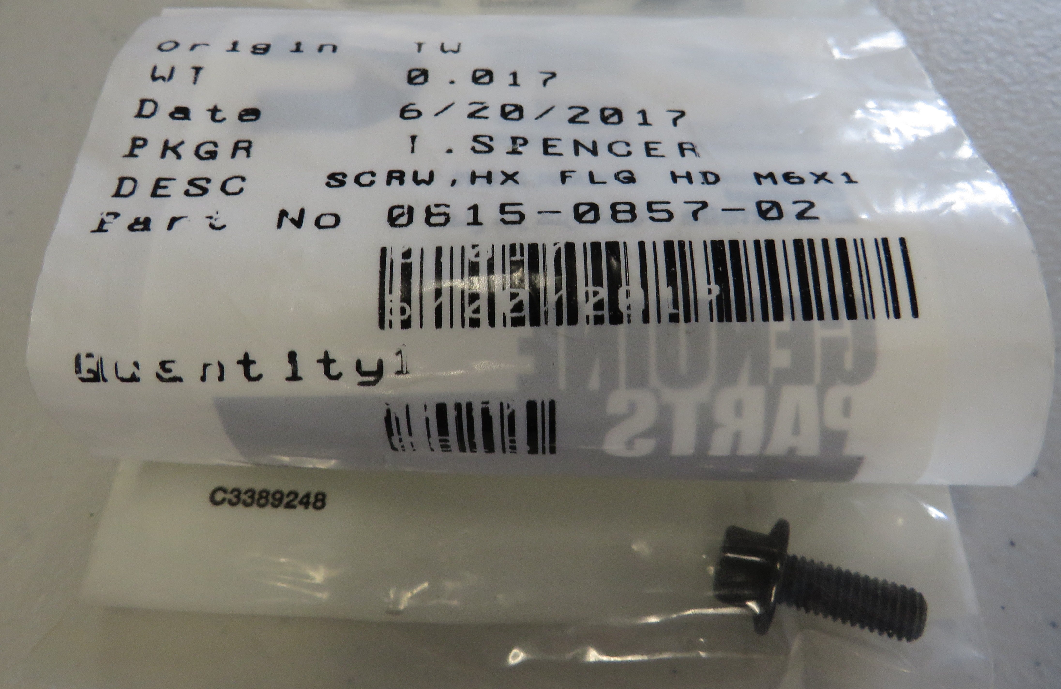 815-0857-02 Onan 815-0857-02 Screw (HEX FLG HD M6 X 1) 1/29/2026 THIS PART IS IN STOCK 1/29/2026