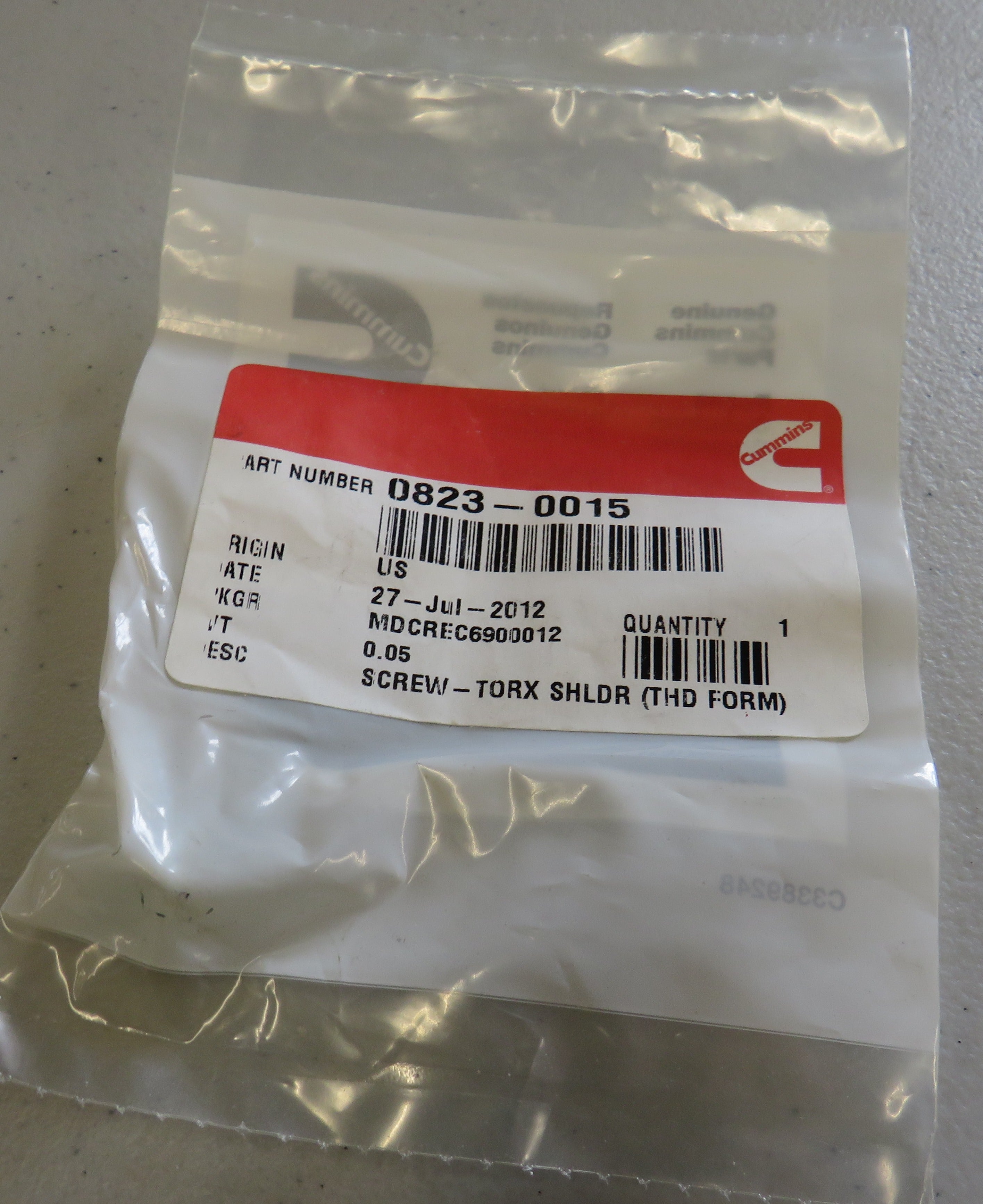 823-0015 Onan 823-0015 Torx Shoulder Screw 4/13/2026 THIS PART IS IN STOCK 4/13/2026