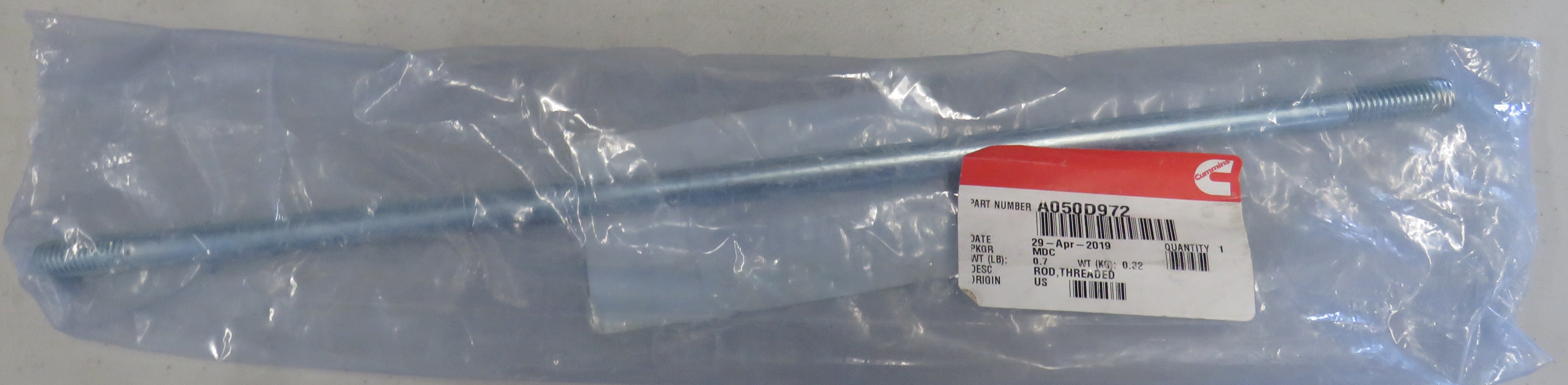 A050D972 Onan A050D972 Threaded Rod 2/3/2026 THIS PART IS IN STOCK 2/3/2026