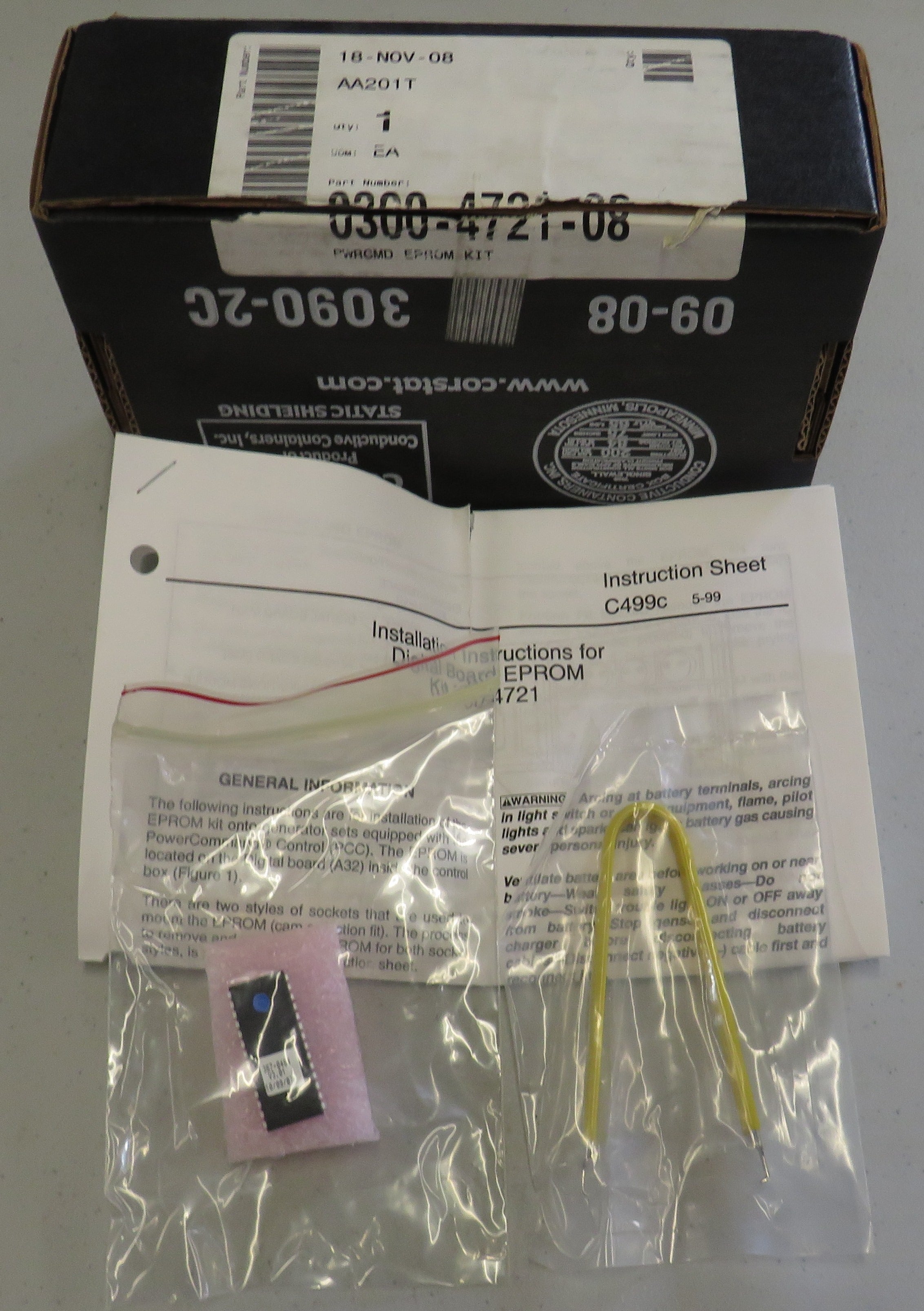 300-4721-08 Onan 300-4721-08 Cummins Power Command Controller Erasable Programmable Read Only Memory Kit (EPROM) Language Chip Kit 12V OBSOLETE 1/23/2026 THIS PART IS IN STOCK 1/23/2026