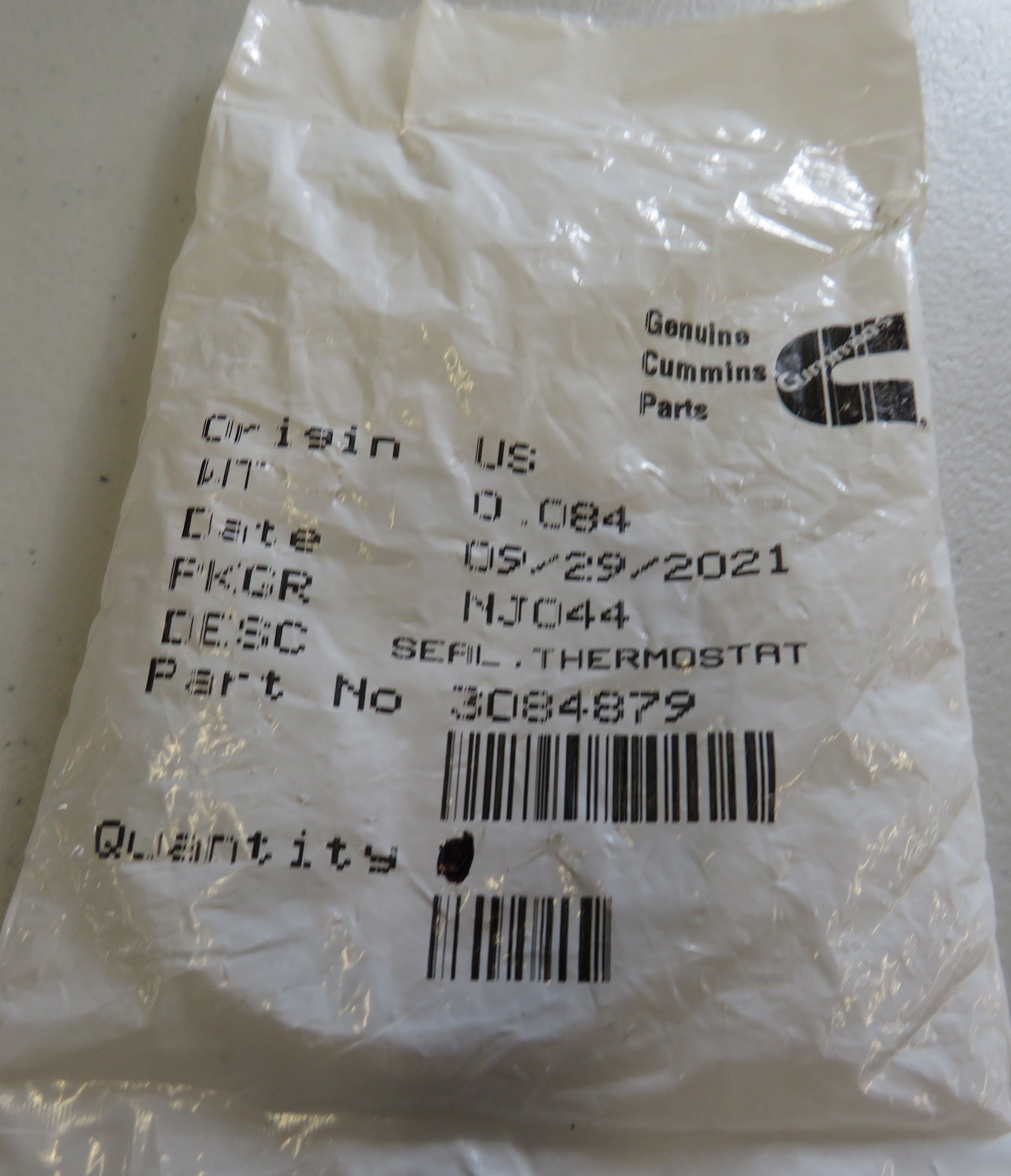 3084879 Cummins Onan 3084879 Thermostat Seal 4/13/2026 THIS PART IS IN STOCK 4/13/2026