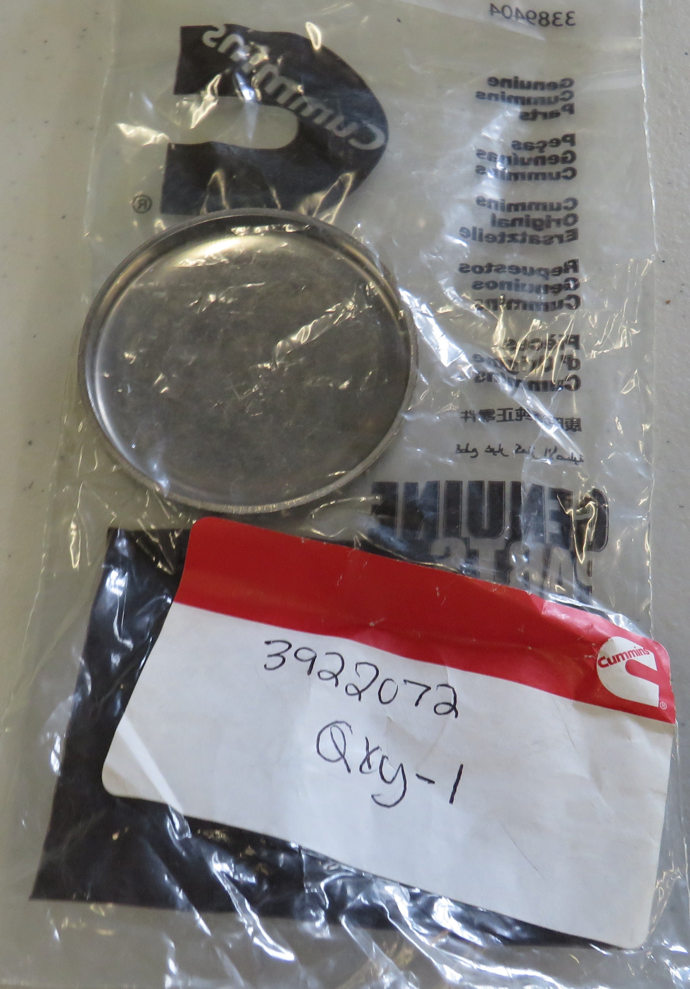 3922072 Cummins 3922072 Expansion Freeze Plug 4/13/2026 THIS PART IS IN STOCK 4/13/2026