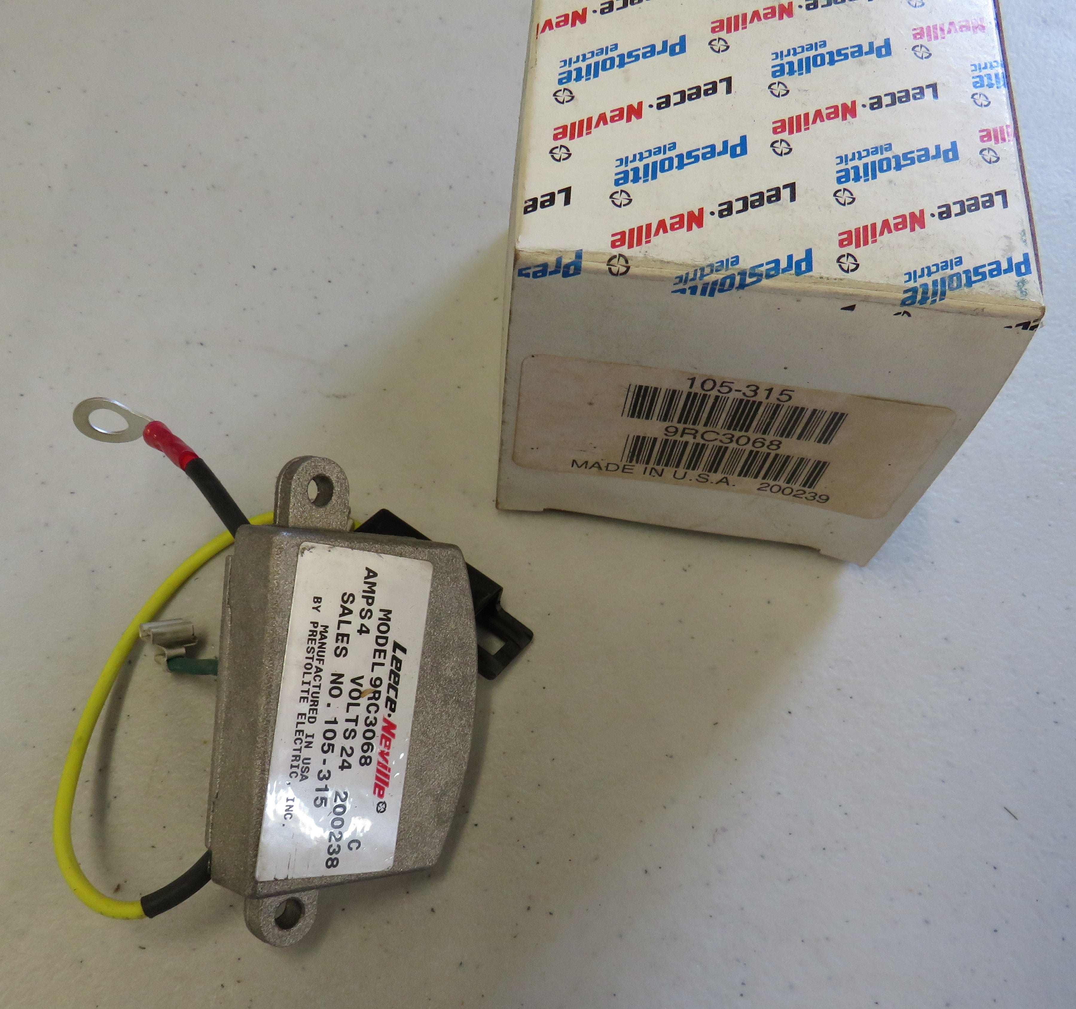 Prestolite Model 9RC3068 Leece-Neville  (105-315) Voltage Regulator 24 Volt, 4 AMPS 2/11/2026 THIS PART IS IN STOCK 2/11/2026