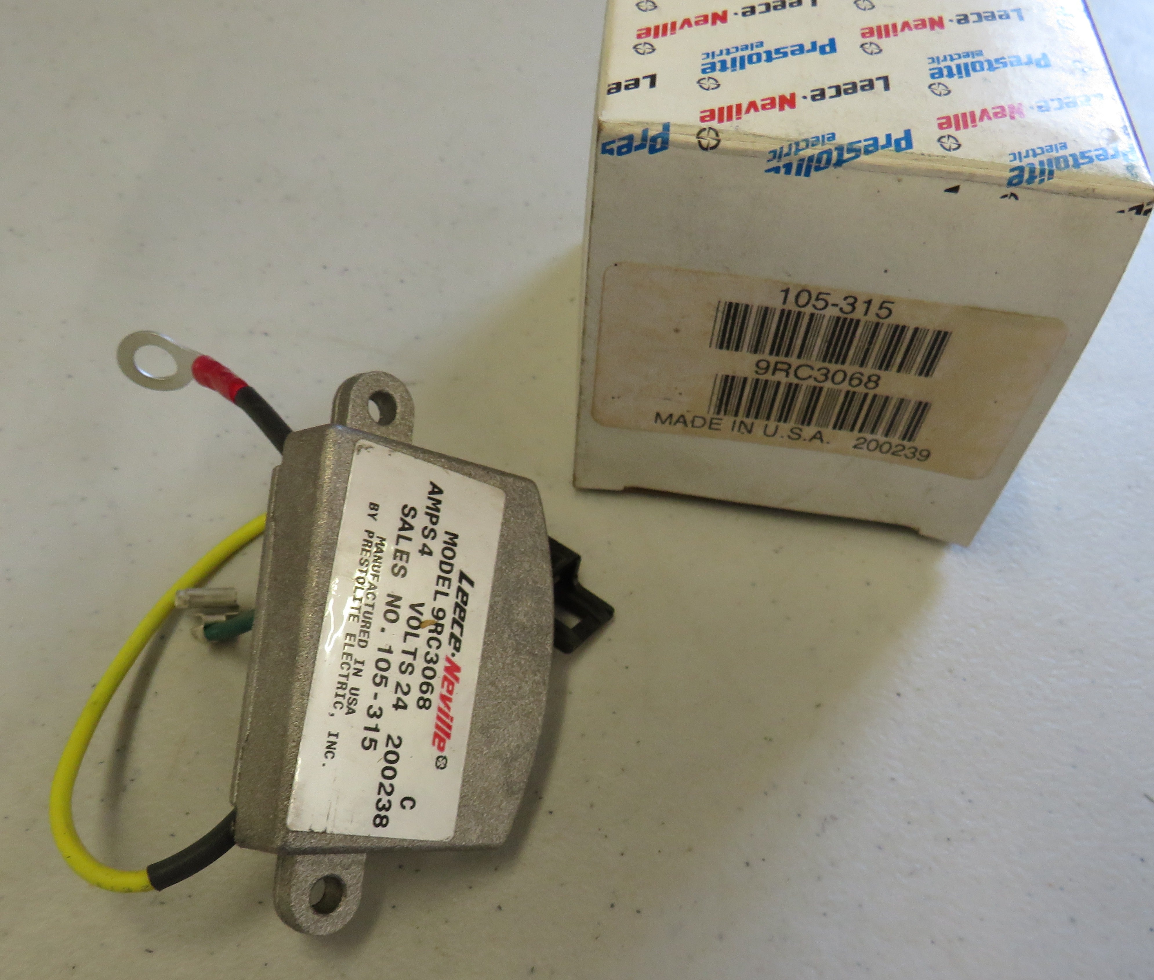 Prestolite Model 9RC3068 Leece-Neville  (105-315) Voltage Regulator 24 Volt, 4 AMPS 2/11/2026 THIS PART IS IN STOCK 2/11/2026