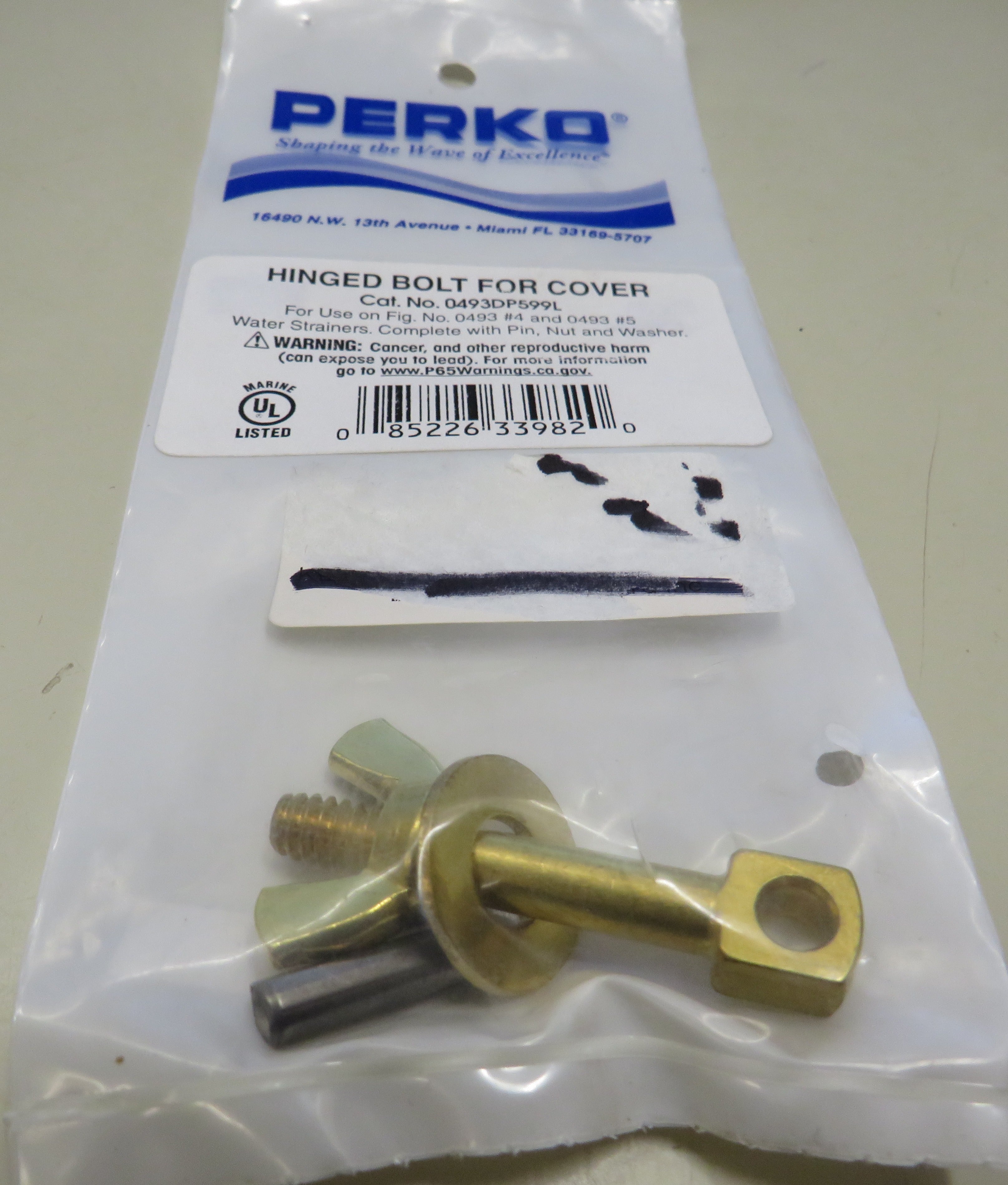 0493DP599L Perko Hinged Bolt Kit for 1” to 1-1/4” Intake Water Strainer 10/21/2025 THIS PART IS IN STOCK 10/21/2025