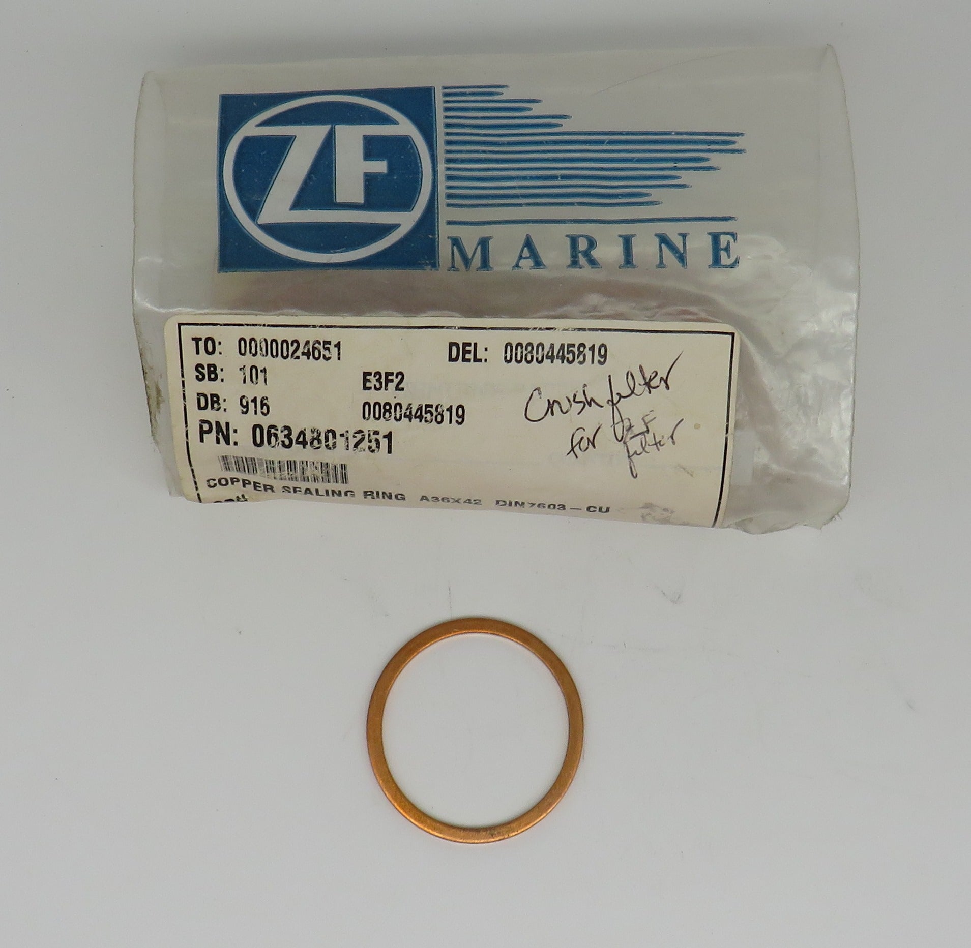 0634801251 Copper Sealing Ring Crush Filter for ZF Filter