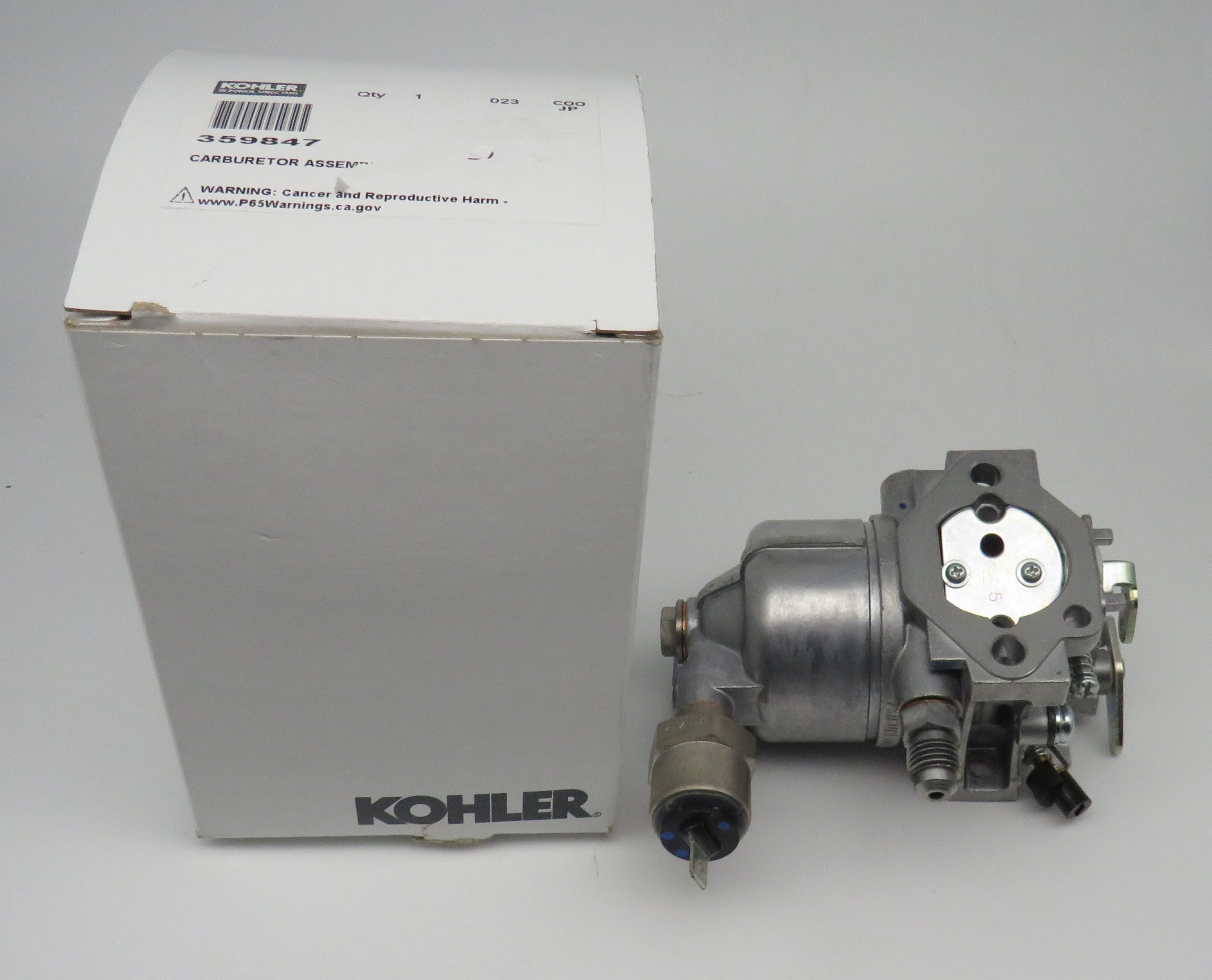 359847 Kohler Carburetor Assembly (Replaces OBSOLETE discontinued 359847-S) for Kohler Marine Generator with Kawasaki engine. Kohler 4Ef 5Ef 6Ef, 5E - 7.3E Gaskets not included