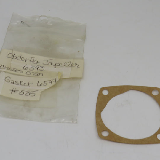6599 Oberdorfer Gasket for Impeller #0B6593/132-0282 & Onan 132-0315 4/3/2024 THIS PART IS IN STOCK 4/3/2024