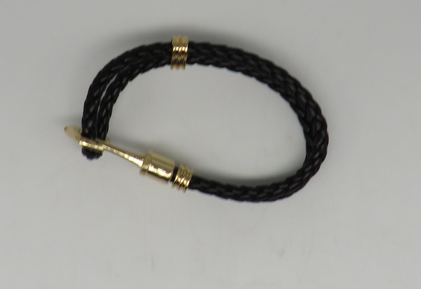 Unisex Leather Handmade Braided Cuff Anchor Bangle Bracelet Wristband Black-Gold