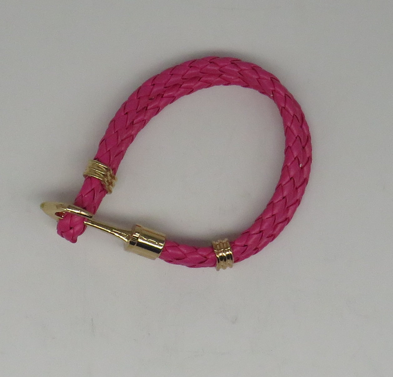 Unisex Leather Handmade Braided Cuff Anchor Bangle Bracelet Wristband Rose Red-Gold