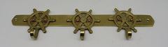 Brass Key Hook 3 Ship Wheel
