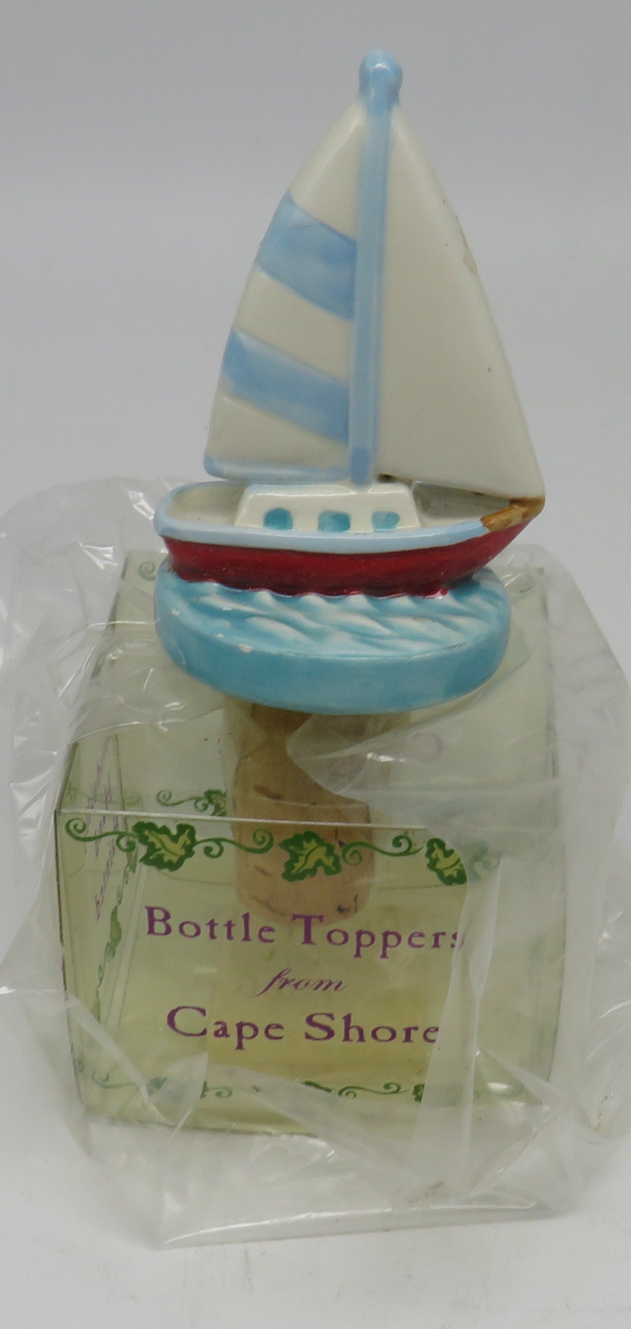 Cape Shore Ceramic Sailboat Bottle Topper OBSOLETE