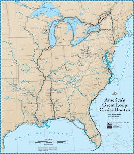 America's Great Loop (AGLCA) Cruise Routes Poster Waterproof Chart (23