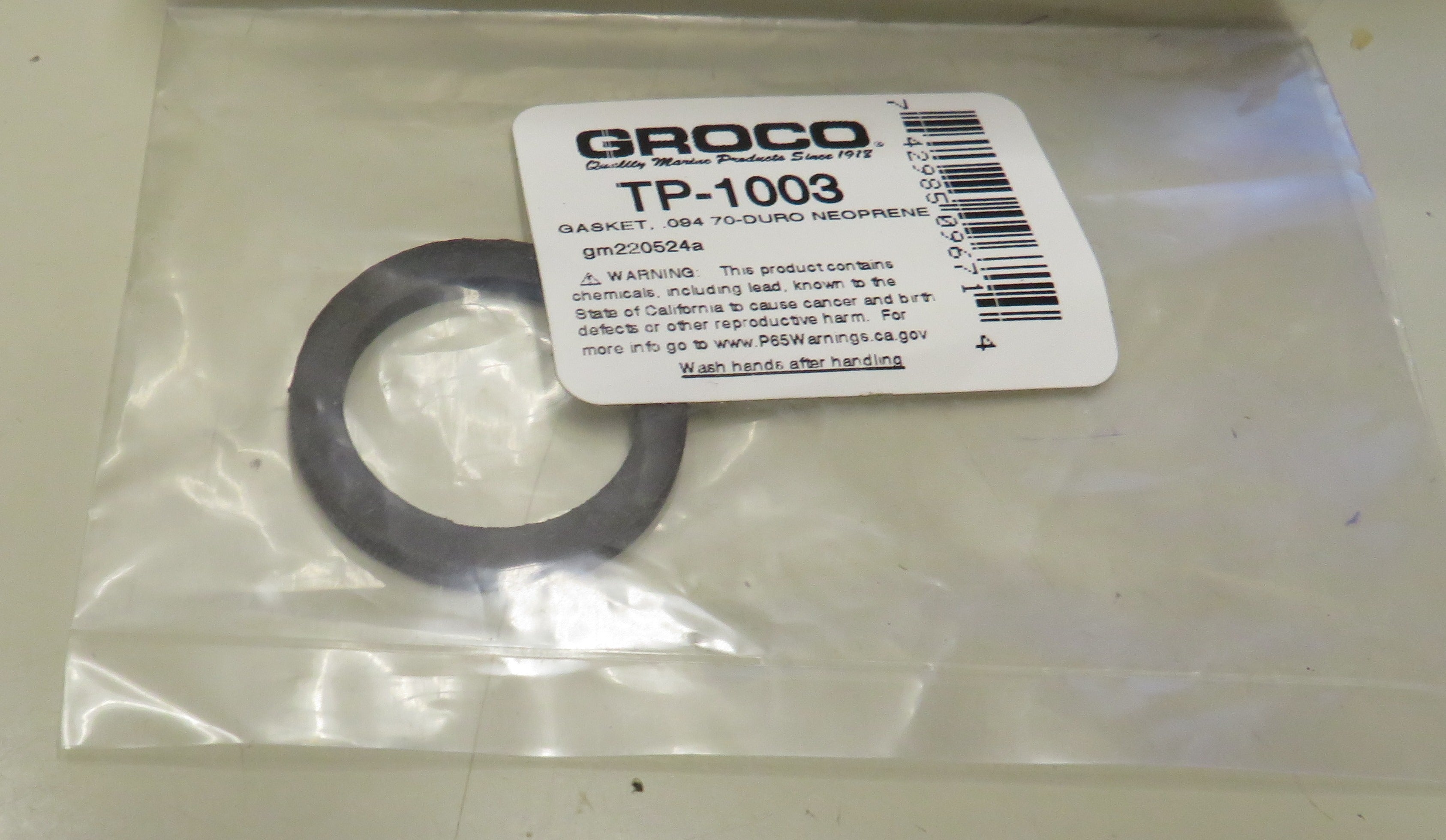 Groco TP-1003 Insert Gasket for the Groco TP-1000 tailpipe 09470 Duro Neoprene  