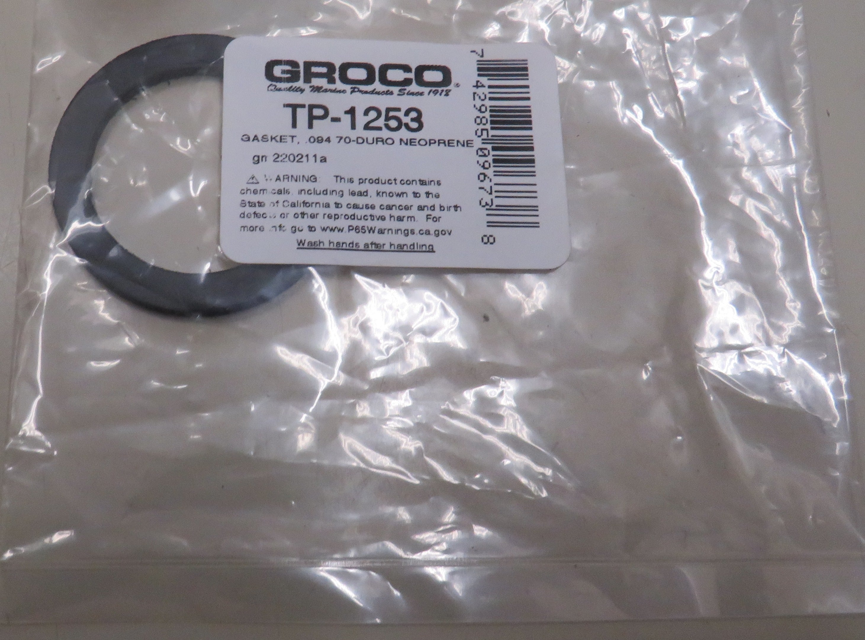Groco TP-1253 Insert Gasket for Groco TP-1250 tailpiece09470 Duro Neoprene  