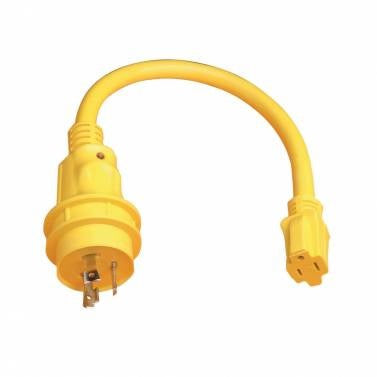 Hubbell Marinco 30A Power Cord Plus Adapter 15 Amp 125Volt Locking 105SPP Pigtail Adapter