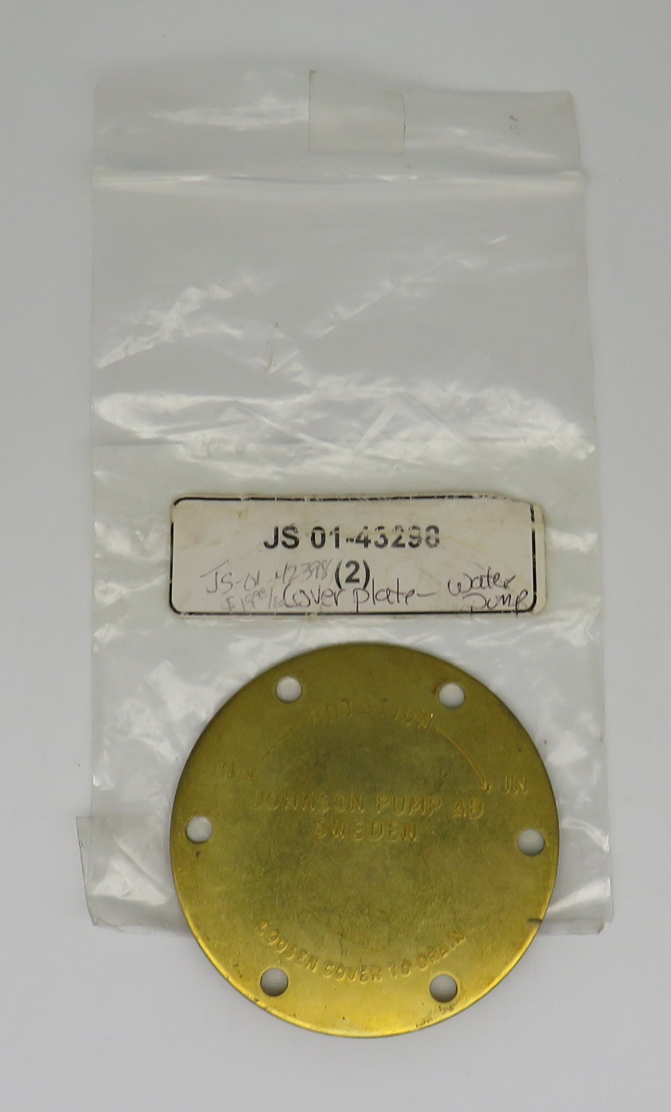JS 01-43298 Johnson Cover Plate-Water Pump