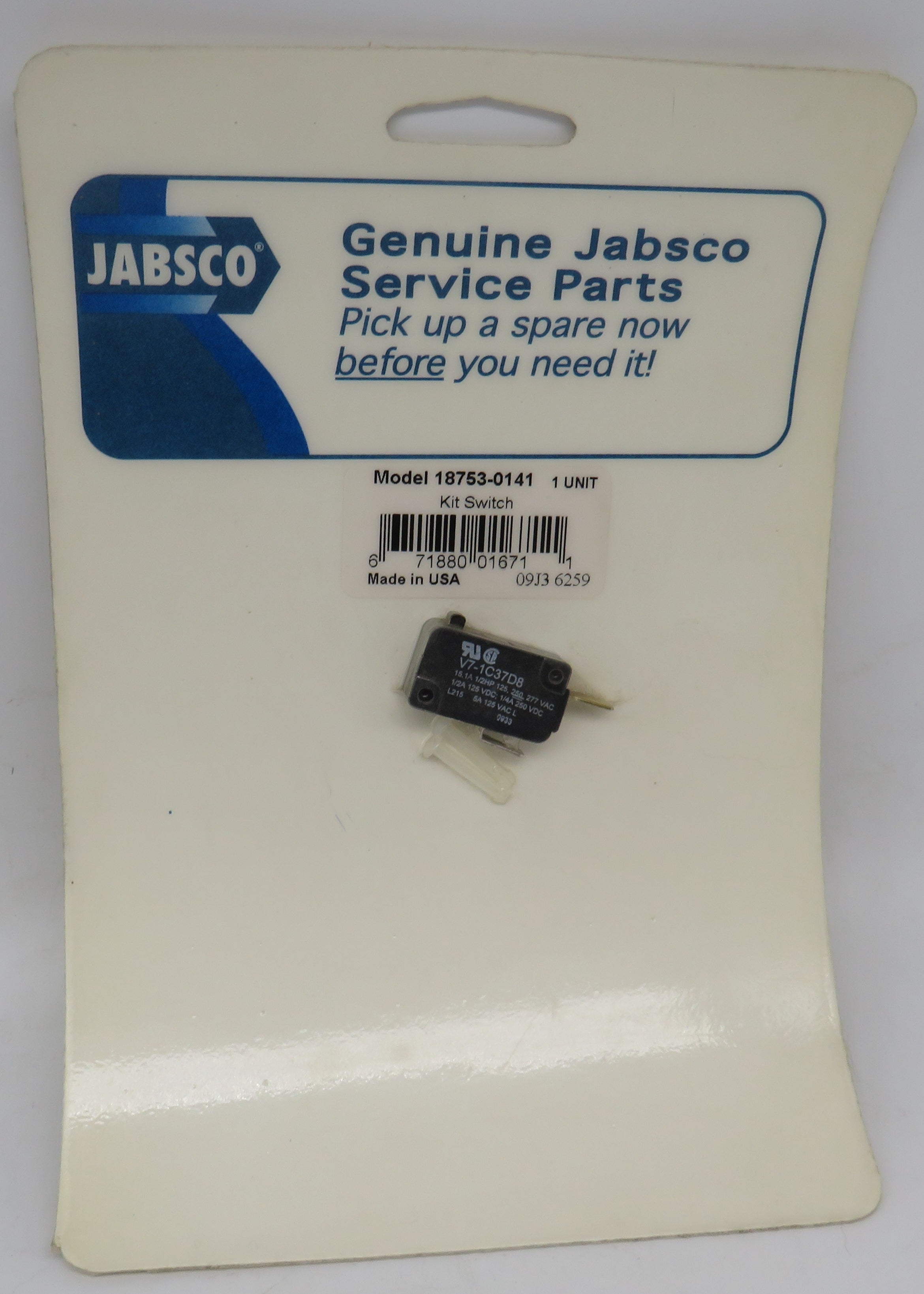 18753-0141 Jabsco Par Micro Switch 3/20/2026 THIS PART IS IN STOCK 3/20/2026