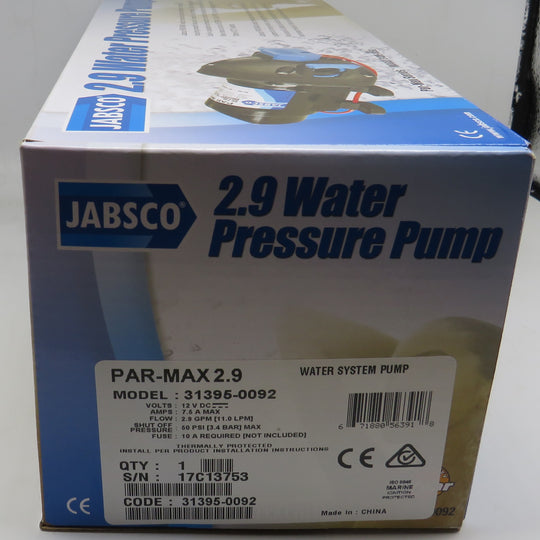 31395-0092 Jabsco Automatic Water Pressure Pump Par Max Series 2.9 for 3+ Outlets 12 Volt SOLD OUT 5/31/2023