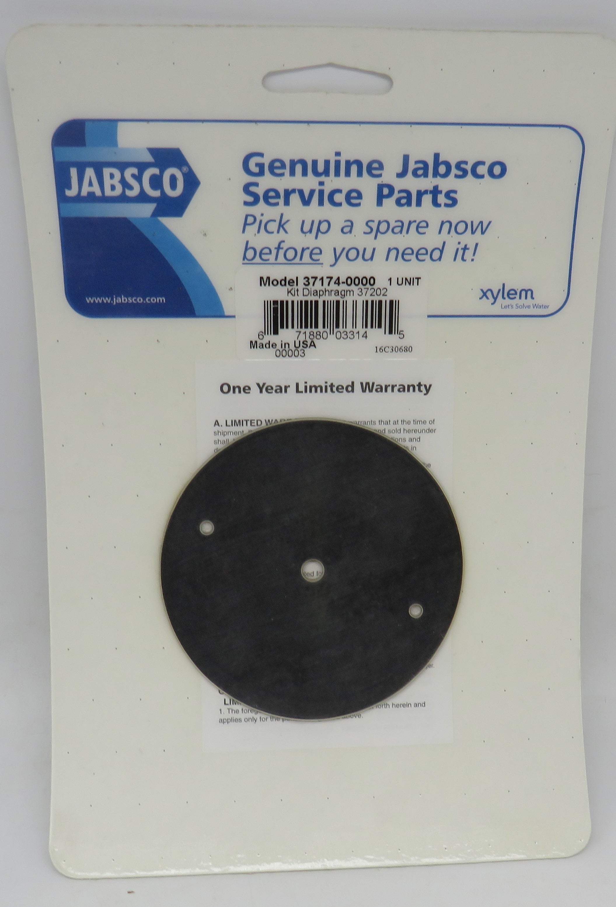 37174-0000 Jabsco Par Diaphragm Kit 37202, 37205 5/8/2026 THIS PART IS IN STOCK 5/8/2026