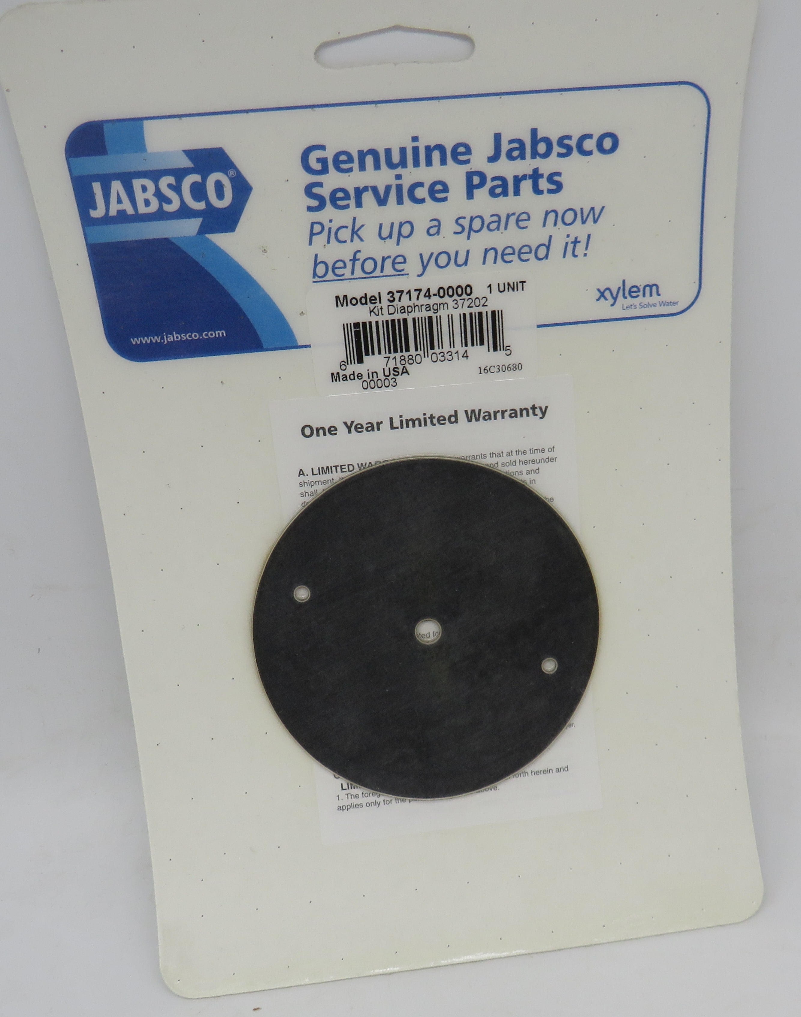 37174-0000 Jabsco Par Diaphragm Kit 37202, 37205 5/8/2026 THIS PART IS IN STOCK 5/8/2026